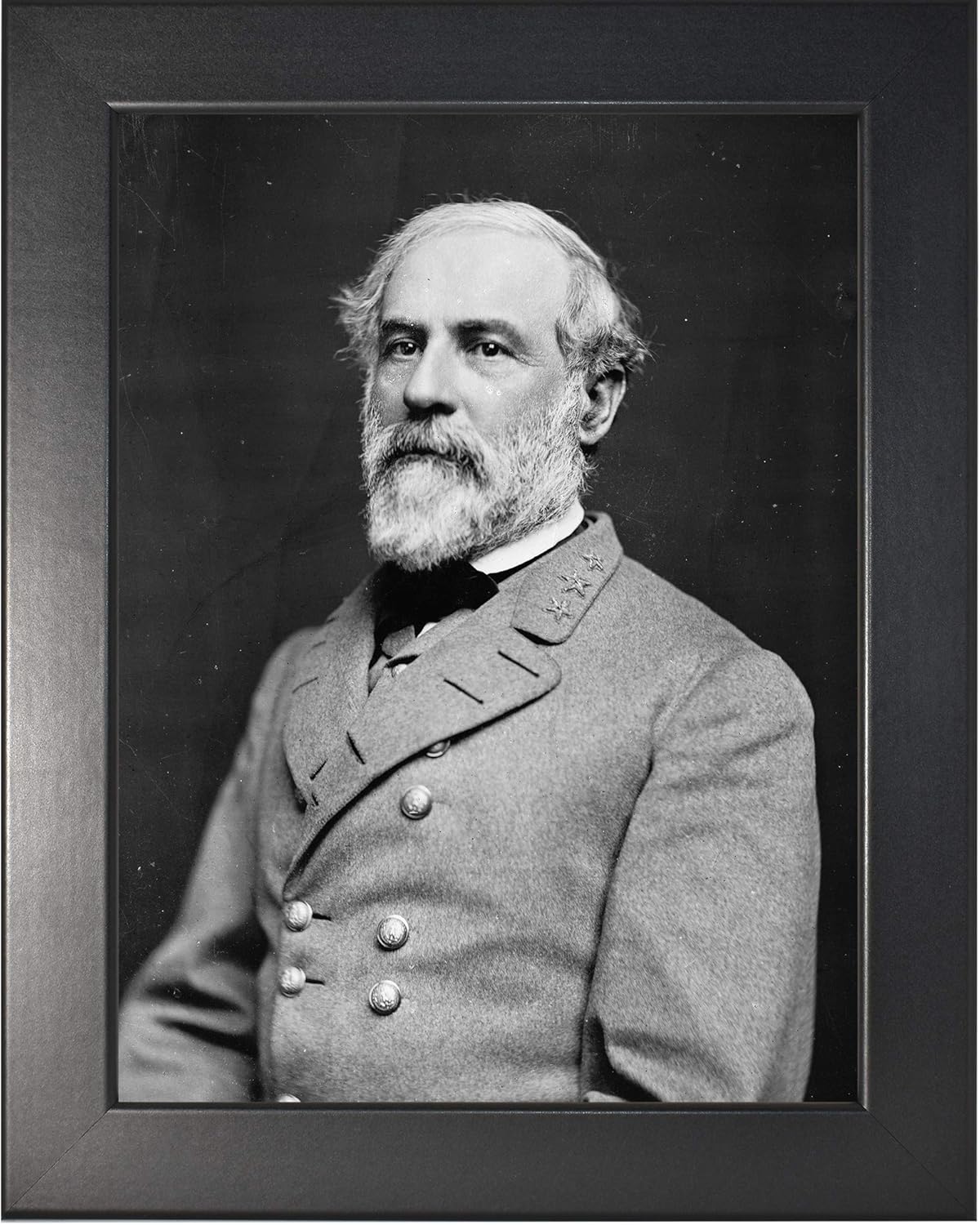 General Robert E. Lee Photograph in a Smooth Black Frame - Historical Artwork from 1864 - (8.5" x 11") - Matte