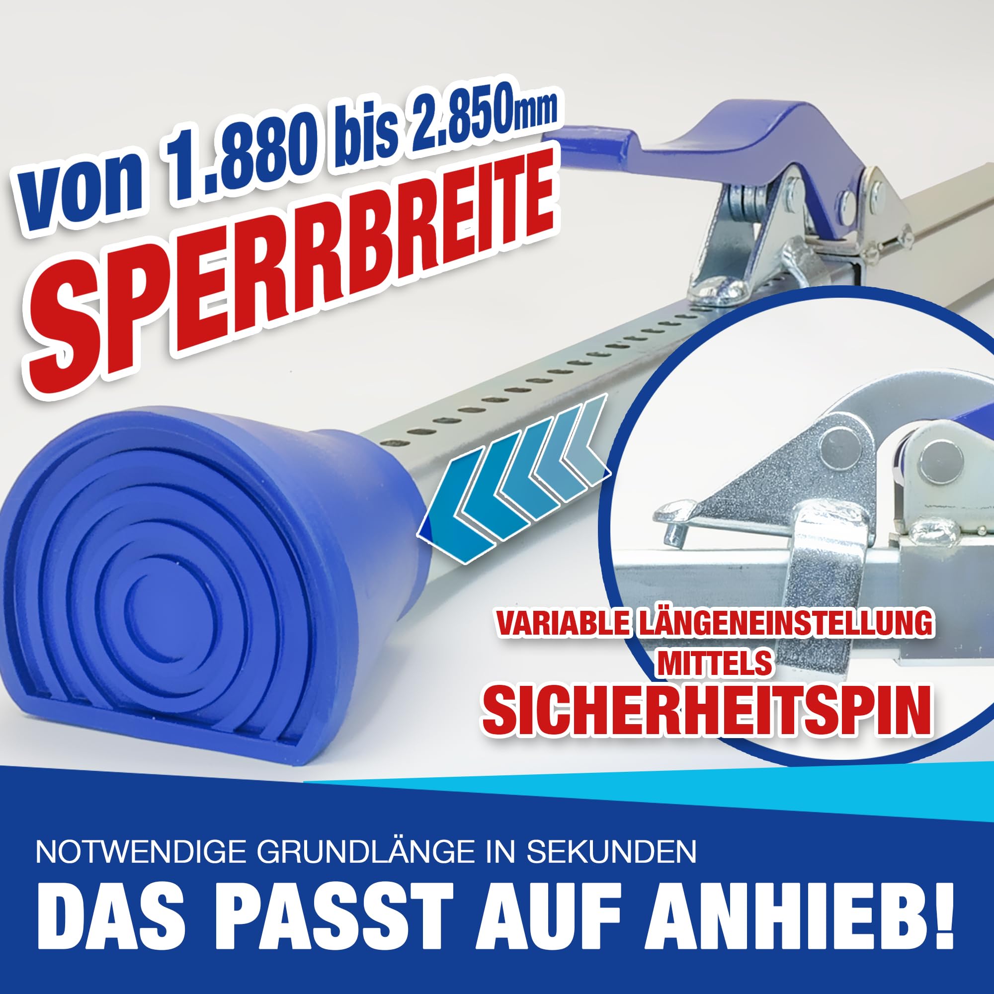2 x 4-Kant-Klemmbalken Vierkantklemmbalken 1,88-2,85 m Ladungssicherung und Transportsicherung für PKW LKW Anhänger und Transporter