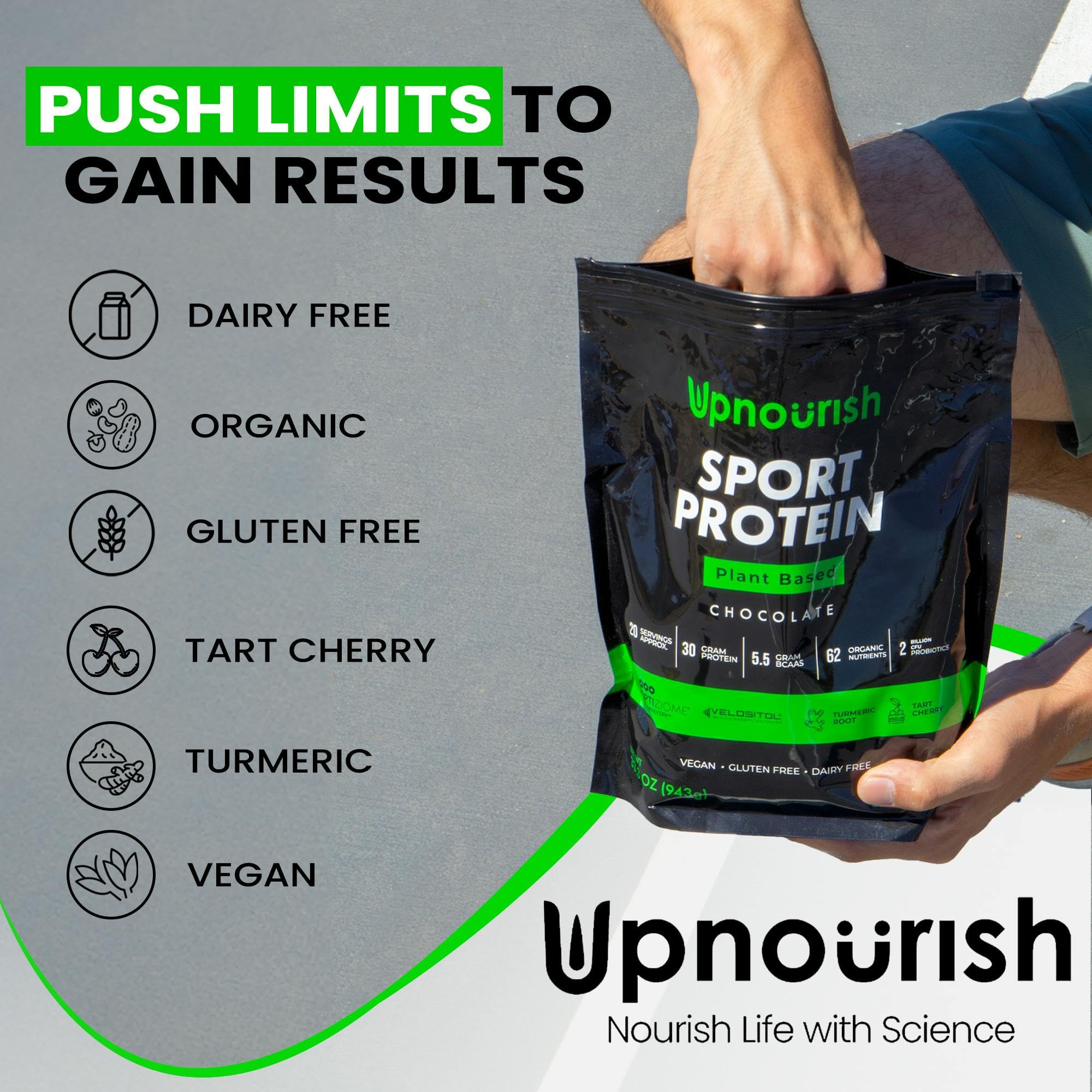 Vegan Sport Protein Powder Chocolate 20 servings – 30g Plant Based Protein, VELOSITOL, BCAAs, Organic Greens & Fruits, Probiotics, Tart Cherry for Post Workout Recovery, Inform Sports Certified Keto — Amazon image 8