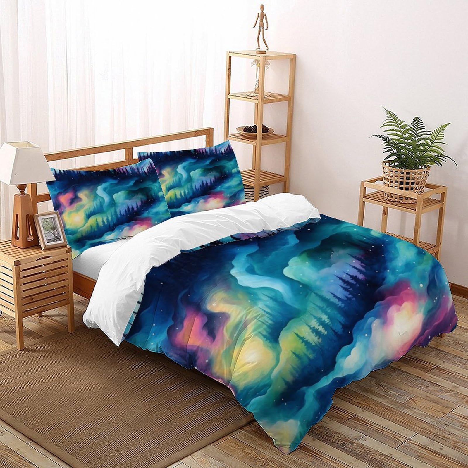 Housse de couette cosmic sky parure de lit double 200x200 aux finitions soignées