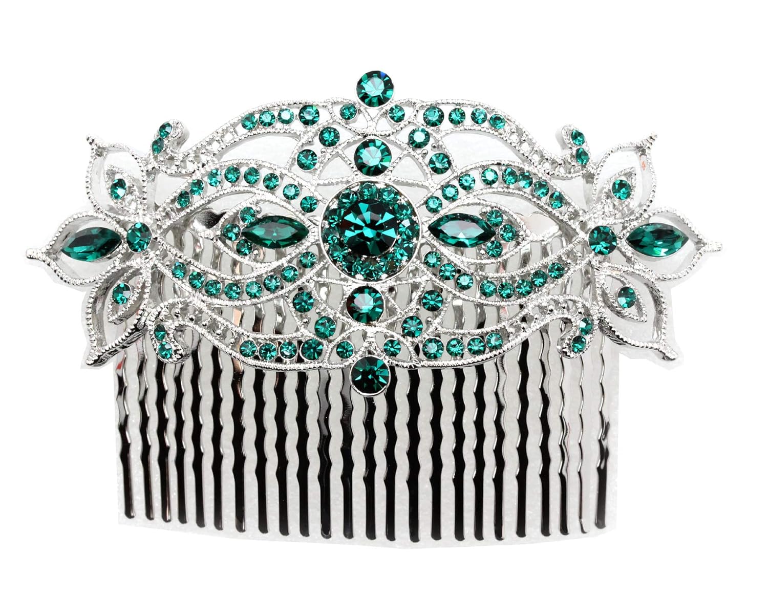 Faship Elegant Gorgeous Green Large Floral Hair Comb