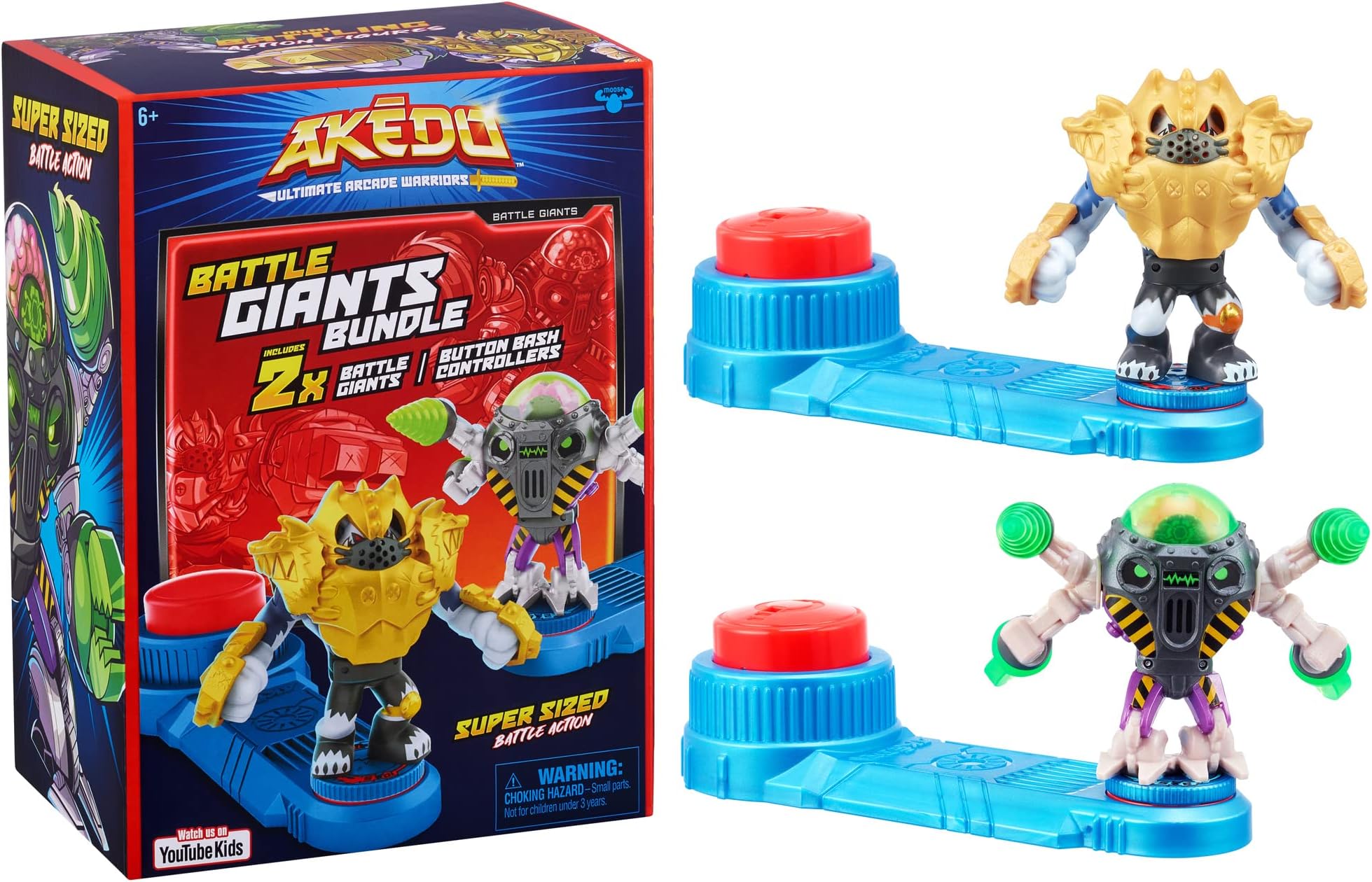 Akedo - Ultimate Arcade Warriors Battle Giants Versus Pack - Drillborg VS Alphawolf - Mini Battling Action Figures Ready, Fight, Split Strike