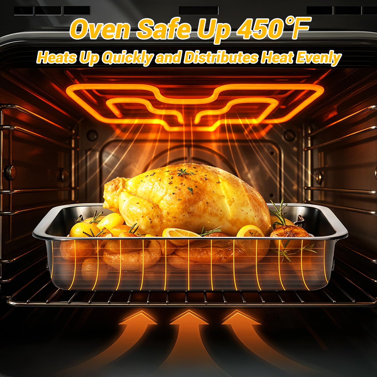 Tifanso Stainless Steel Roasting Pan - Turkey & Rack -3
