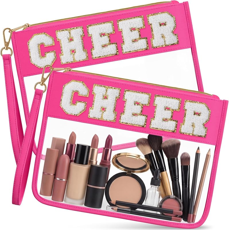 Remerry Necessaire tipo bolsa com estampa CHEER, Rose Red, Pacote com 2