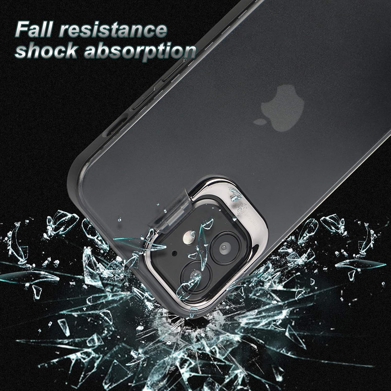 Designed for iPhone 12 Pro Max Case, [Camera Metal Kickstand] [Military Grade Drop Protection], Shockproof Protective Phone Case Slim Thin Cover (6.7 Black)