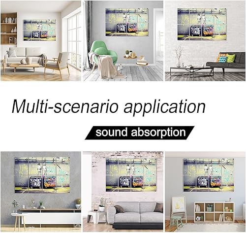 Miniatura 5 de HLJ ART Paneles de pared insonorizados Paneles acústicos artísticos con relleno absorbente a prueba de sonido, paquete de 8 unidades de tratamiento