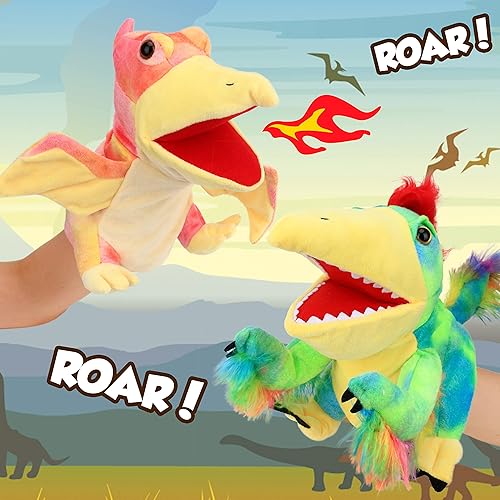 Miniatura 6 de Cuteoy Caudipteryx - Marioneta de mano de peluche, juguete de peluche con boca abierta y movible, juego de rol creativo, narración de historias,