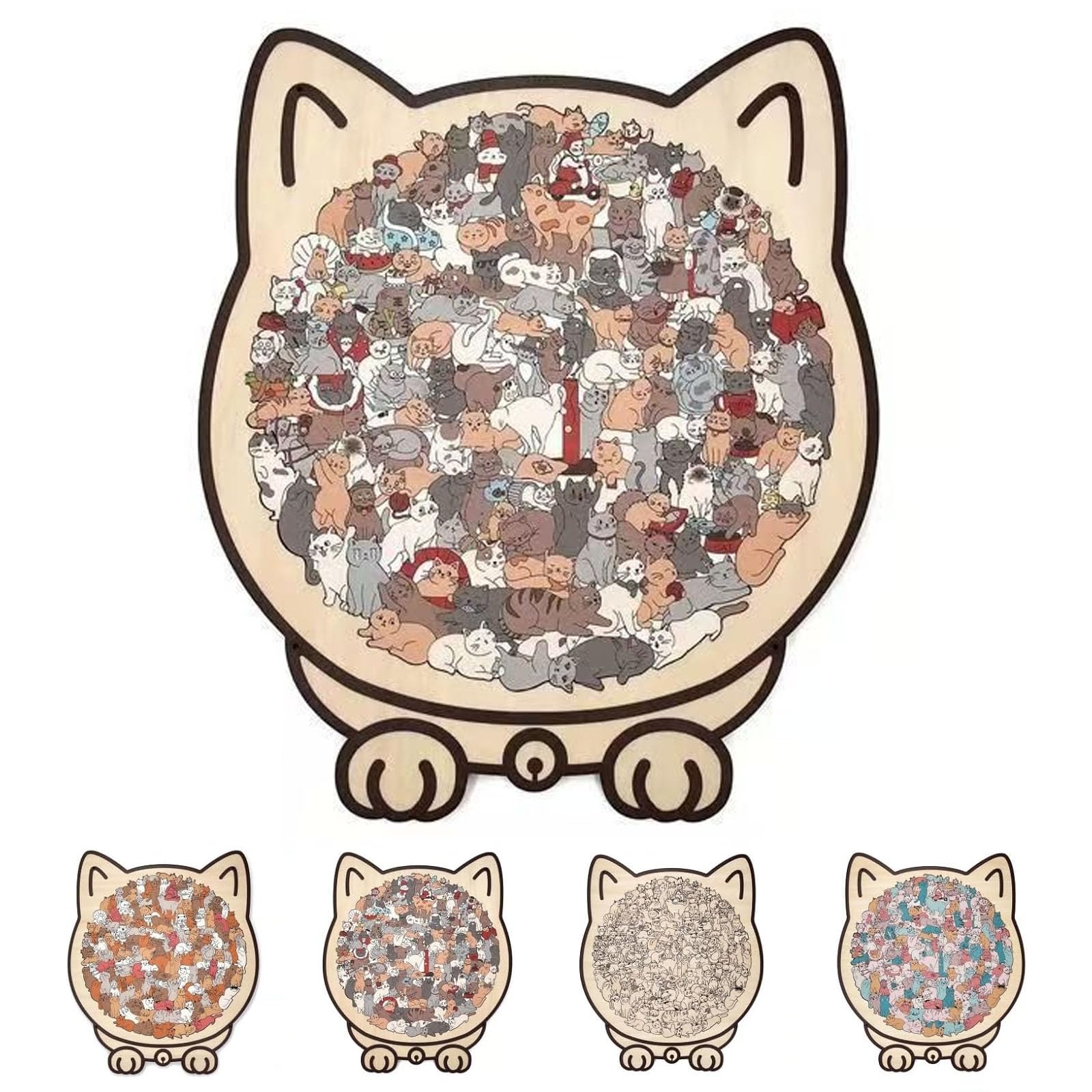 Refoiner 木製パズル 猫型 おしゃれ ジグソーパズル猫 インテリア 脳ト…