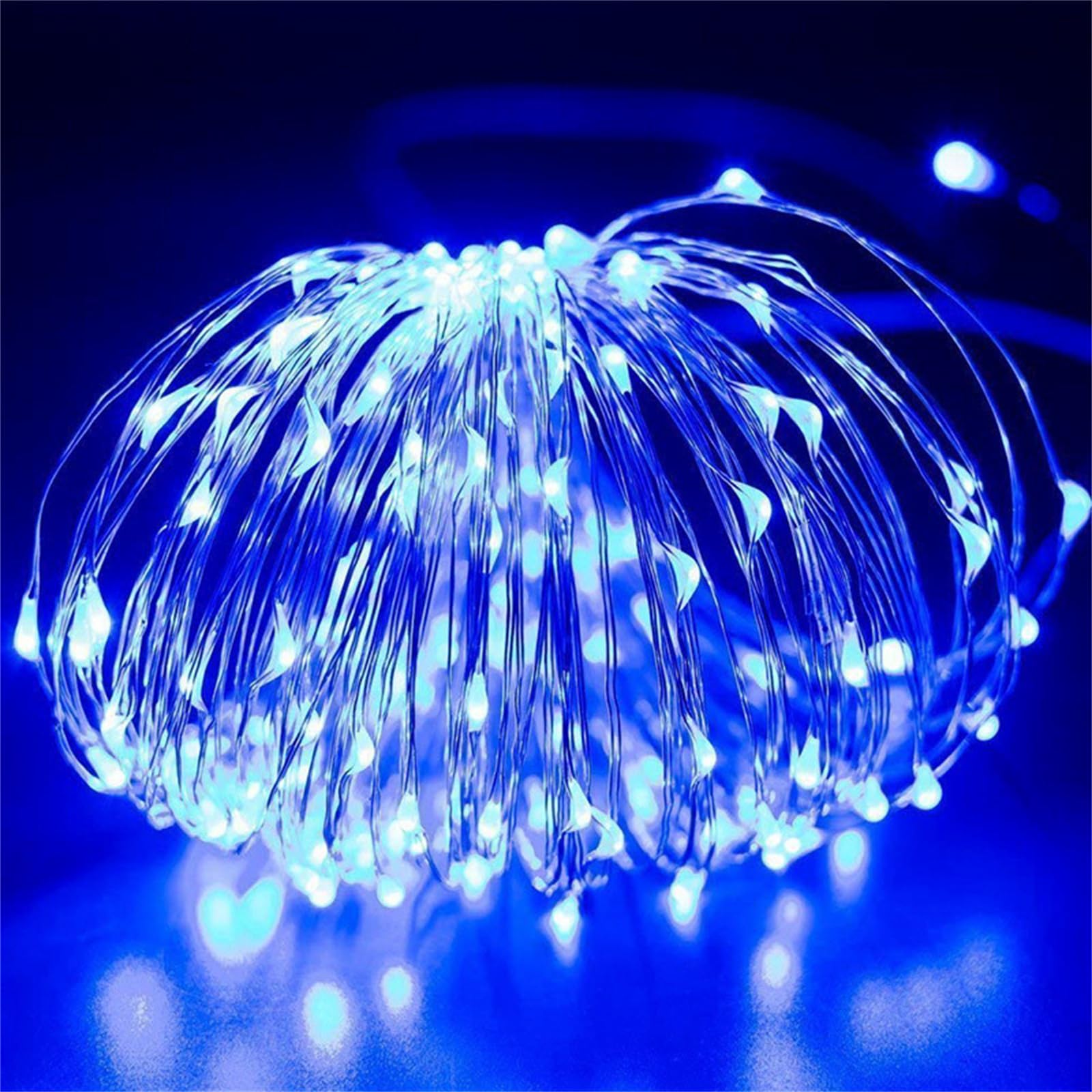 FANSU LED Garden Lights, 8 Modes Indoor/Outdoor Solar String Lights, Versatile Solar Lights Outdoor Garden, for Patio Yard Home Christmas Parties Wedding Decorations (Blue,32m/300 LED)