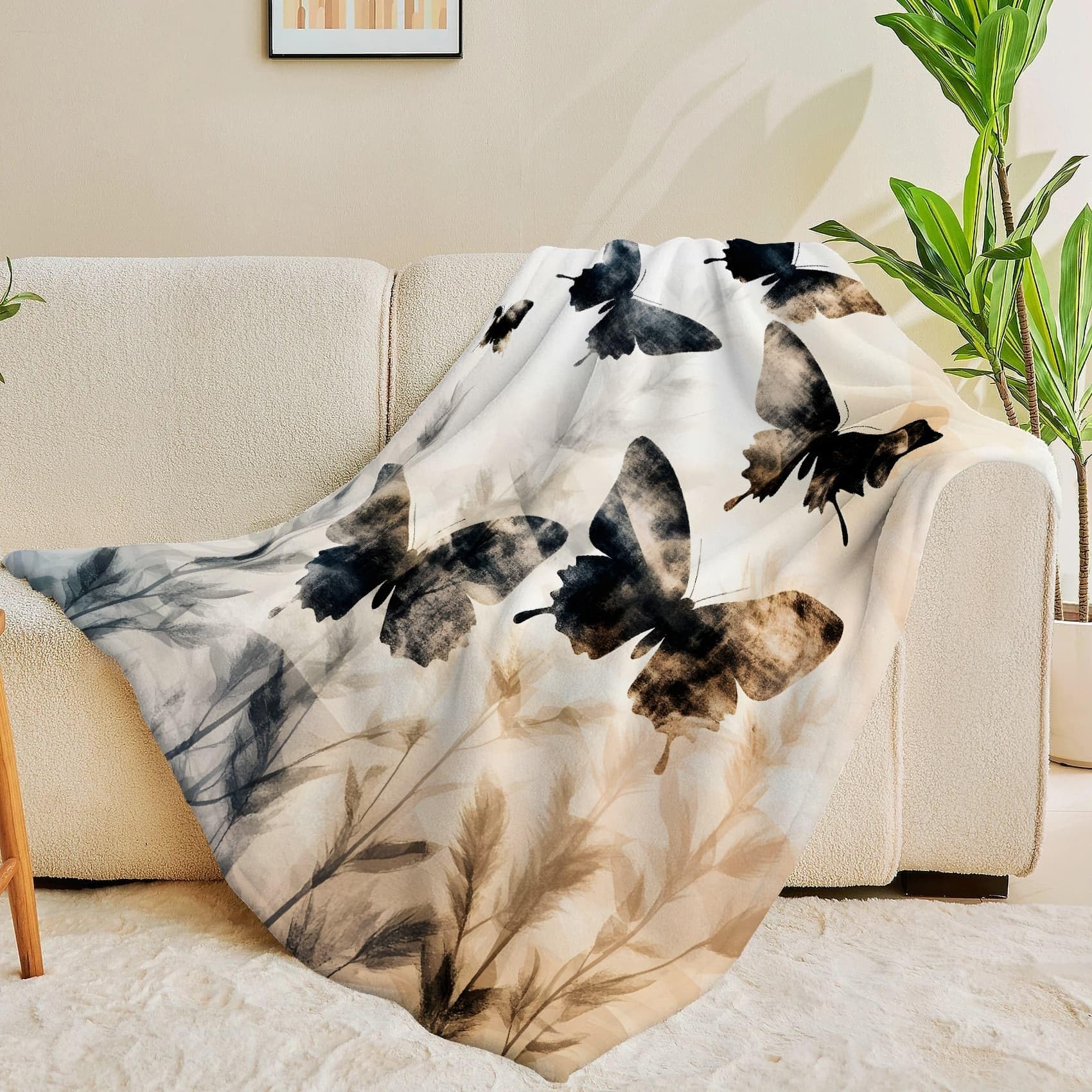 Koc Retro Motyl Koce Atramentowe Łóżko Pojedyncze Ciepło Miękkie Koce Sofa Koc Flanelowy 180 x 200 cm na wszystkie pory roku
