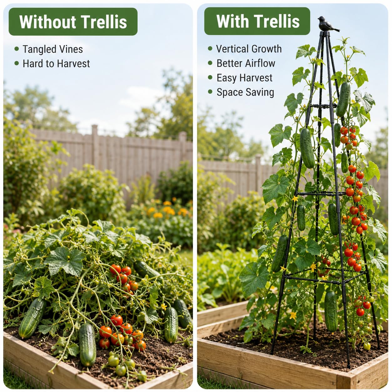 OTOSUNNY Traliccio obelisco da giardino, 170 cm, per piante rampicanti | Traliccio in metallo alto 170,2 cm per piante rampicanti per piante rampicanti, pomodori, piselli, fagioli, cetrioli