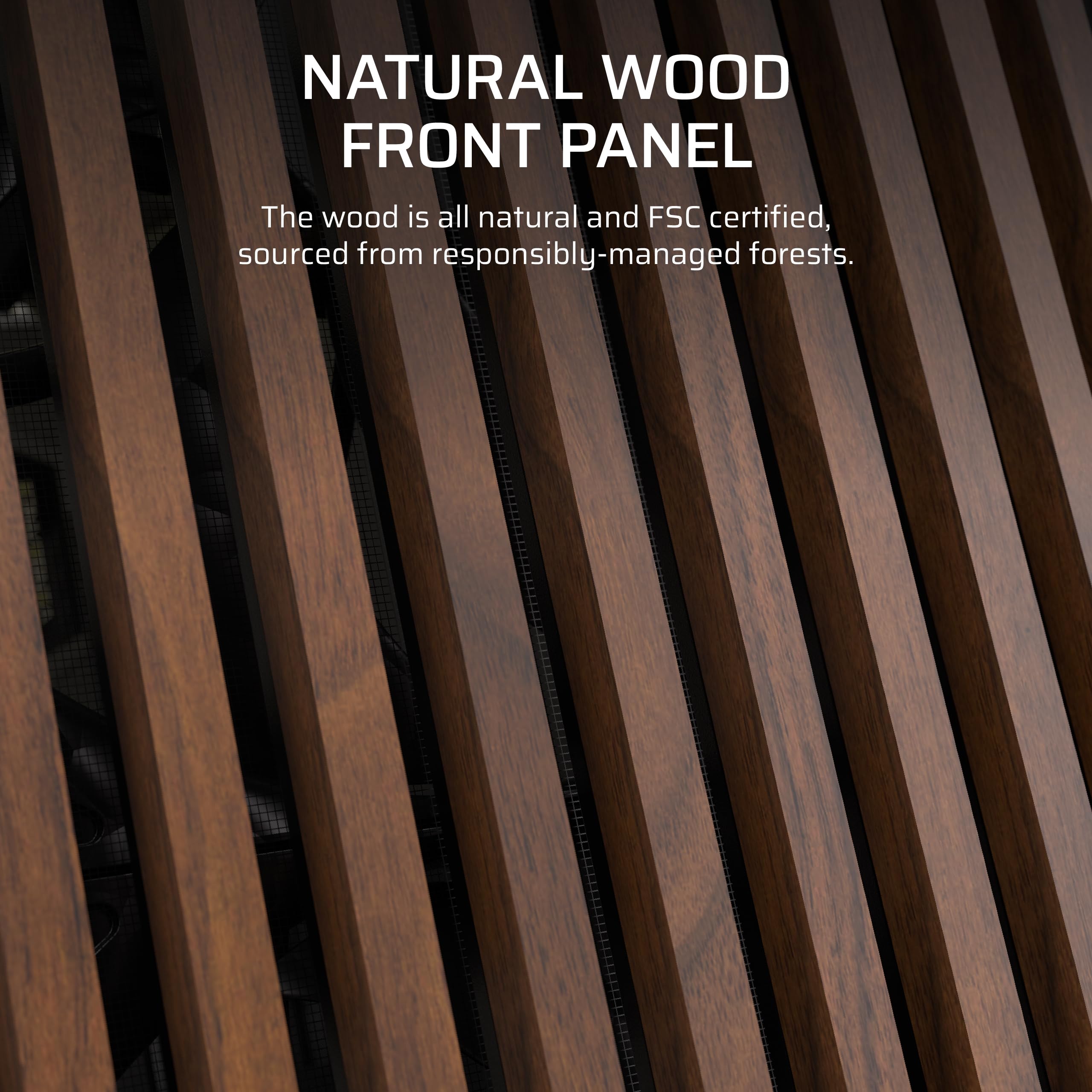 CORSAIR FRAME 5000D WOOD RS Mid-Tower ATX PC obudowa - panel przepływu powietrza z litego drewna, 3 x wstępnie zainstalowane wentylatory, modułowa personalizacja, przestronne wnętrze, GPU Anti-Sag