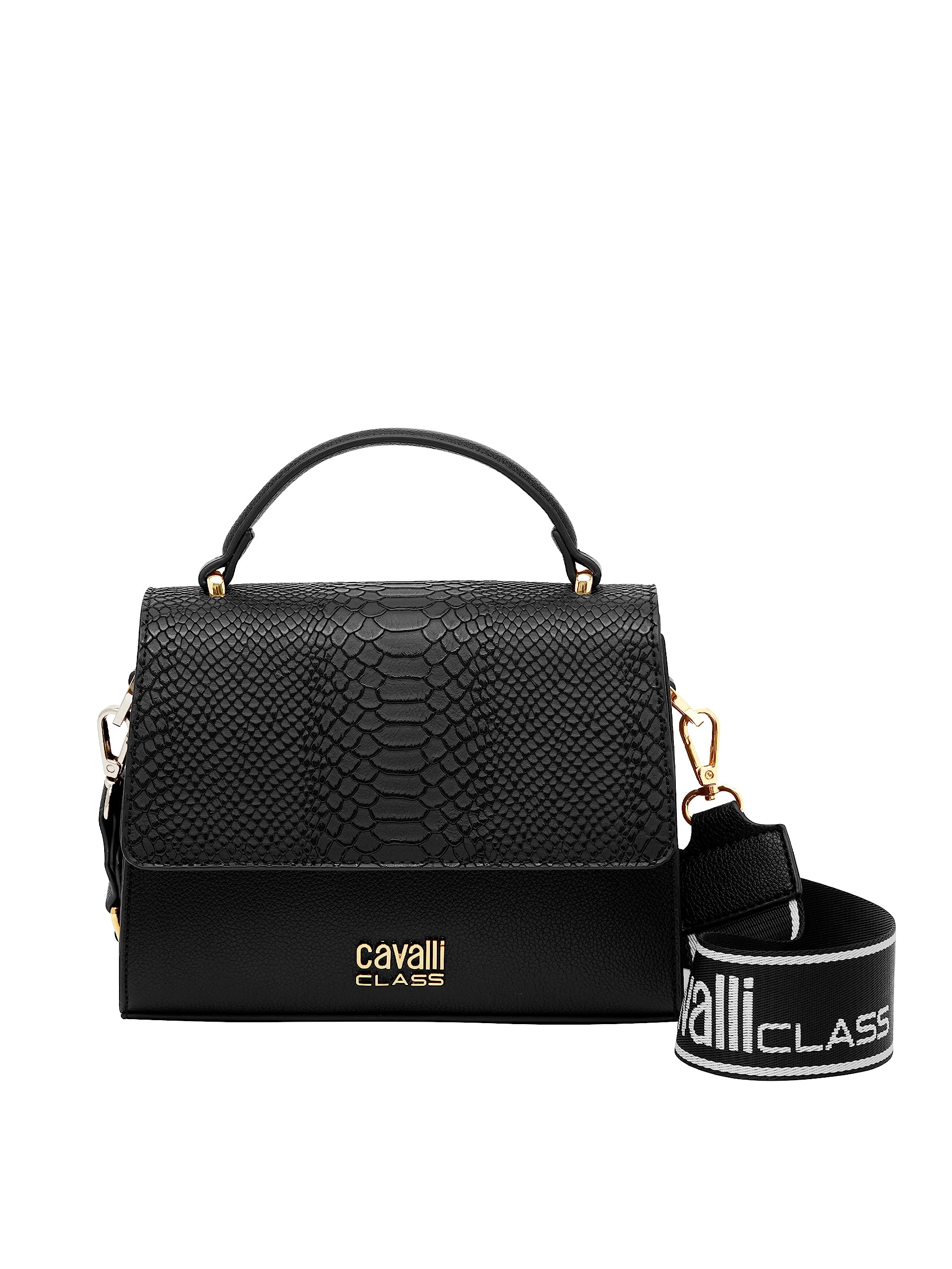 ROBERTO CAVALLICavalli Class AMALFI Black Small Top Handle Crossbody Shoulder Bag for womens