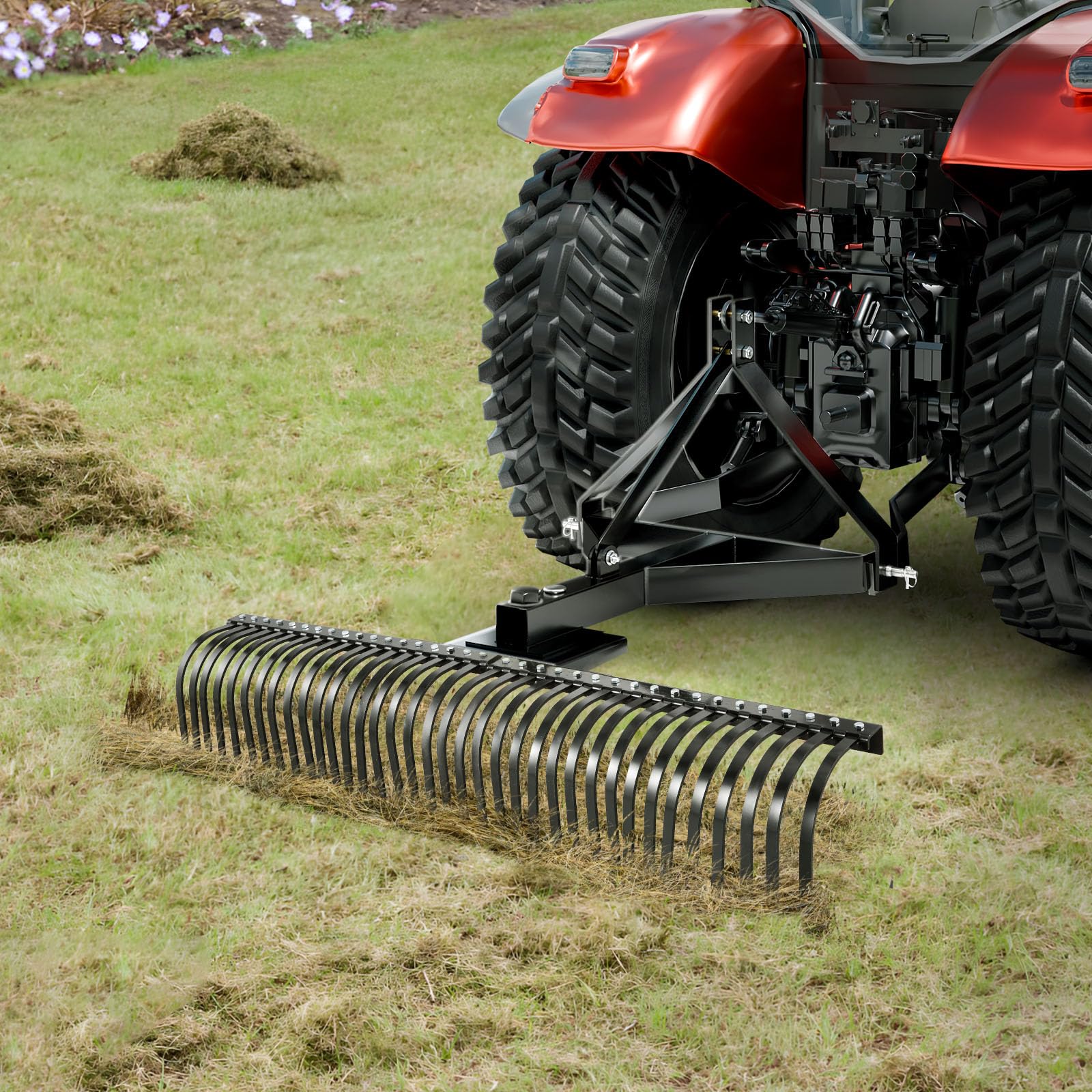 VEVOR Scarificateur Tracté 183 cm Râteau Scarificateur à Remorquer