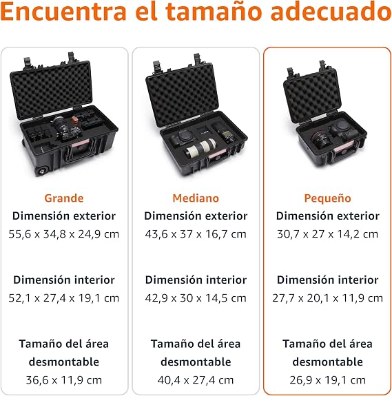 Amazon Basics Portable Hard Case Protective Small Case for Cameras, Drones, Lenses and Accessories, Adjustable Foam, Waterproof, Shock Resistant, 30.7 x 27 x 14.2 cm, Black, Solid