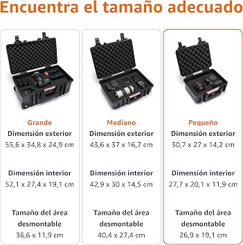 Amazon Basics Portable Hard Case Protective Small Case for Cameras, Drones, Lenses and Accessories, Adjustable Foam, Waterproof, Shock Resistant, 30.7 x 27 x 14.2 cm, Black, Solid