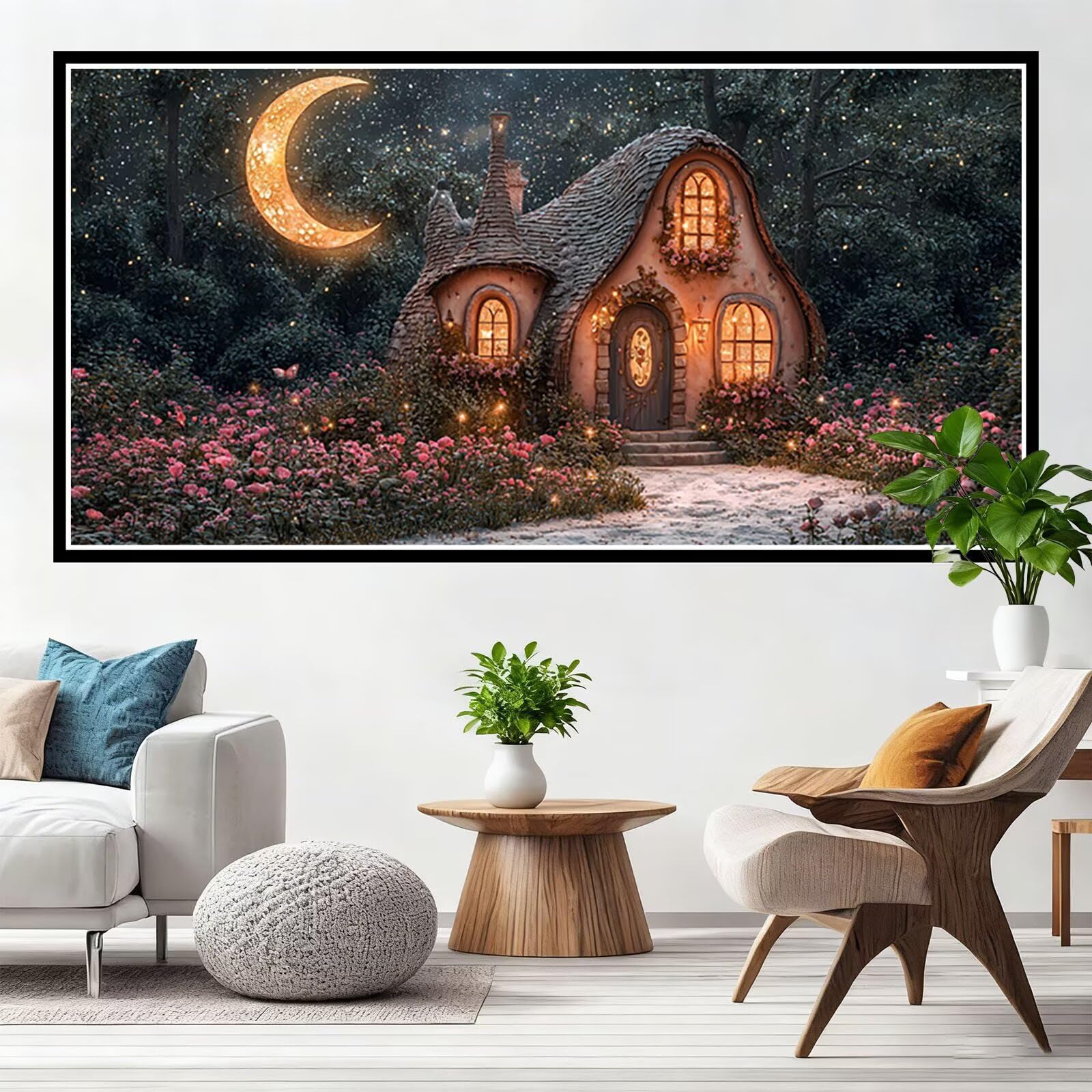 Diamentowe malowanie dla dorosłych krajobraz diamentowy duży 90x180cm, 5D obraz diamentowy księżyc, DIY okrągły kryształ haft ścieg krzyżykowy płótno sztuka ścienna do dekoracji domu, prezent dla