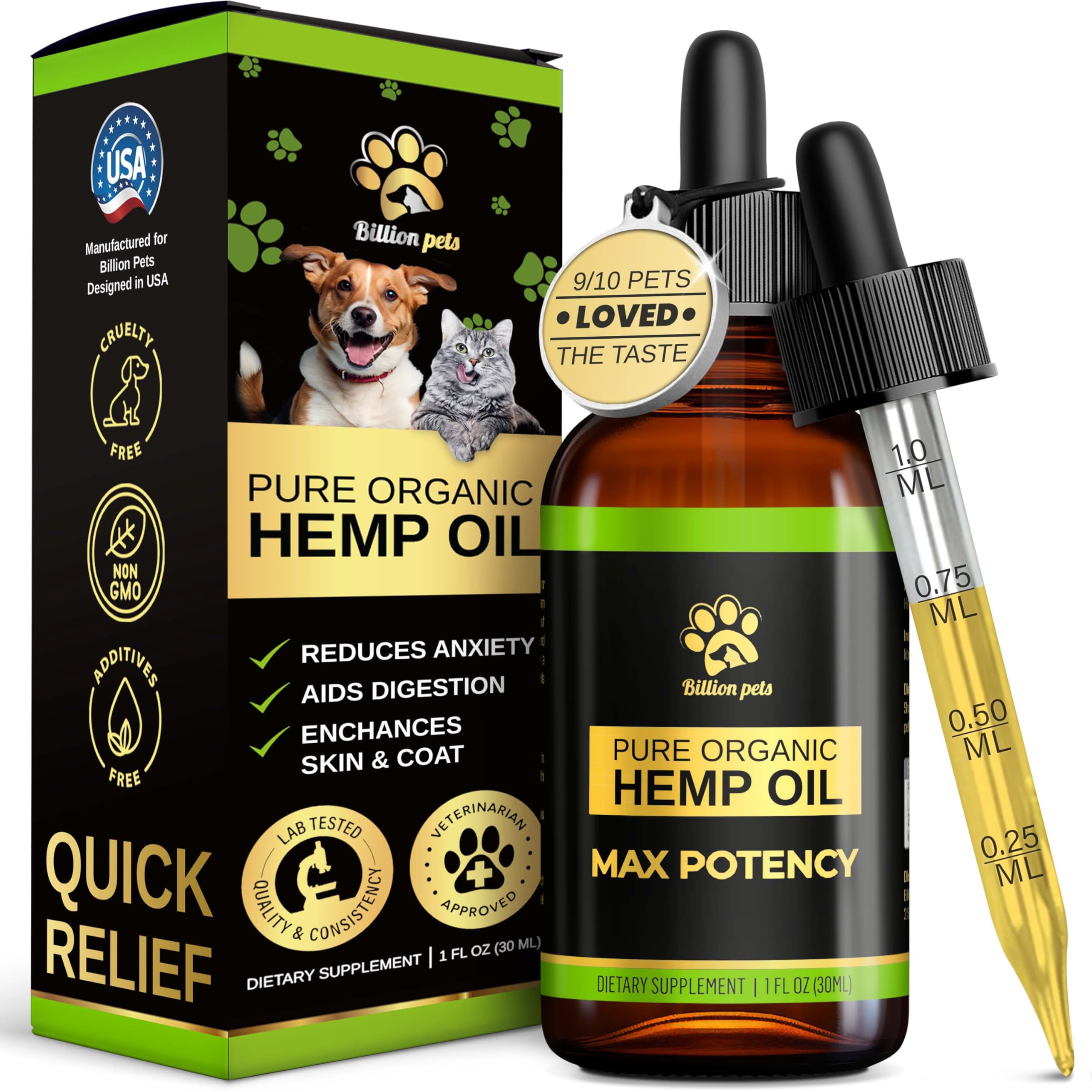 Hemp Oil for Dogs and Cats - Helps with Anxiety, Pain, Stress, Sleep, Arthritis, Seizures Relief - Hip and Joint Support - Calming Drops Treats