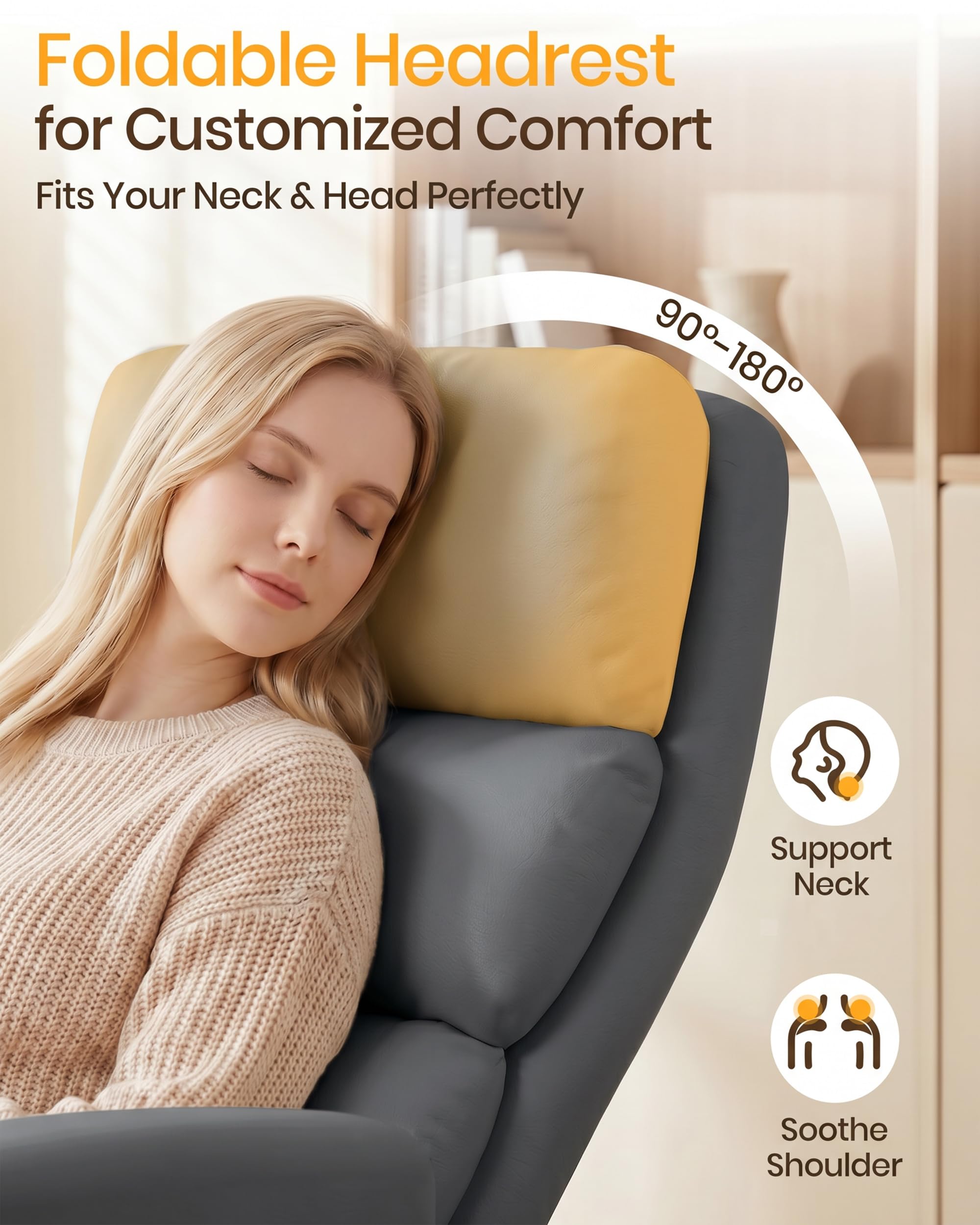 Executive Office Chair, Big and Tall Ergonomic Desk Chair with Foot Rest, Leather Grey, 71D x 71W x 121H centimetres - Image 5