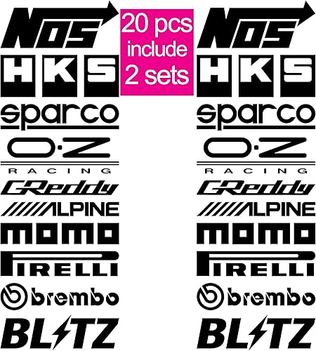 Juego de 20 calcomanías de vinilo para patrocinador de automóvil, calcomanías de vinilo, divertidas calcomanías para patrocinador de automóvil,