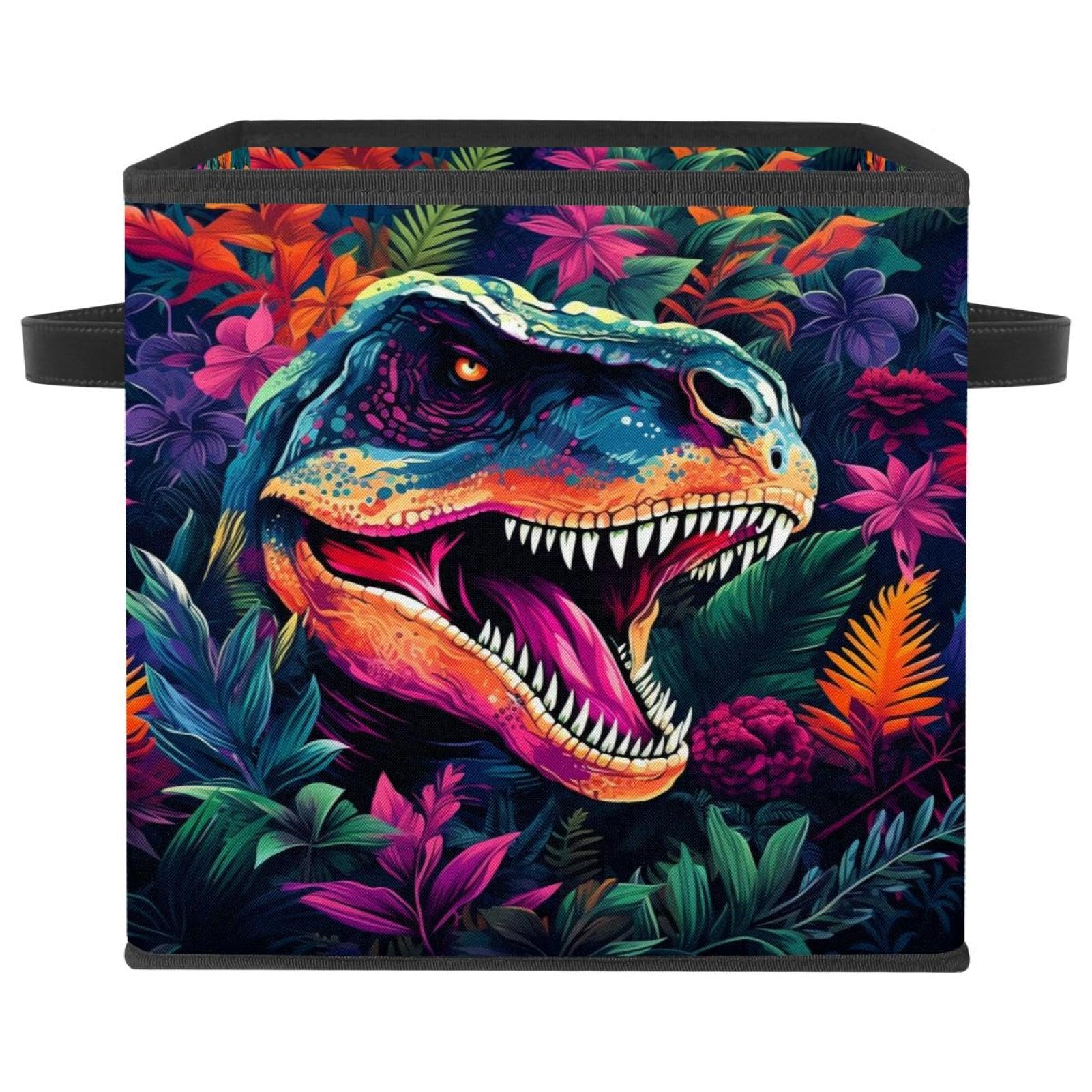 Boîte de rangement colorée en forme de dinosaure et paniers pliables en tissu de 27,9 cm