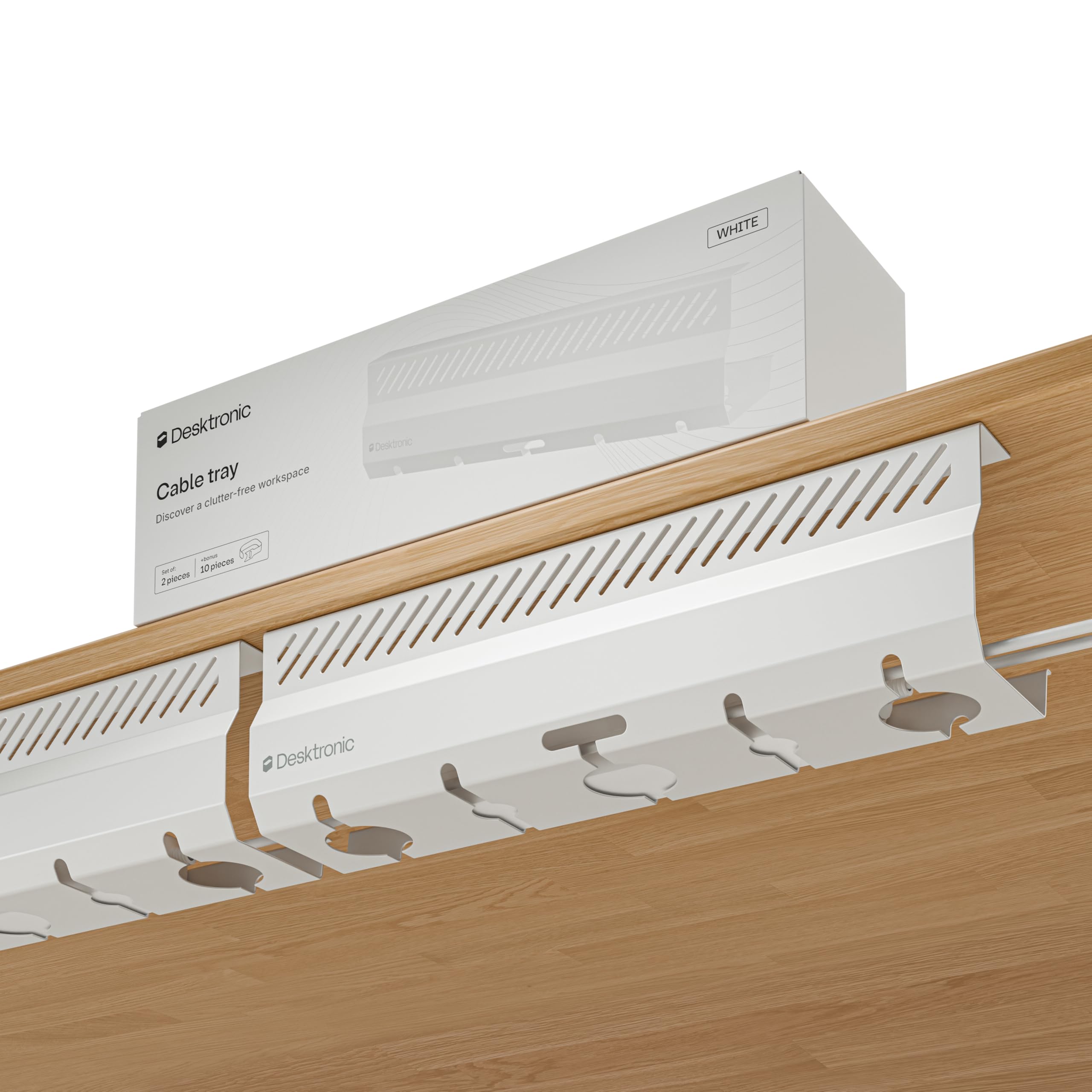 Desktronic Cable Duct Desk White Set of 2