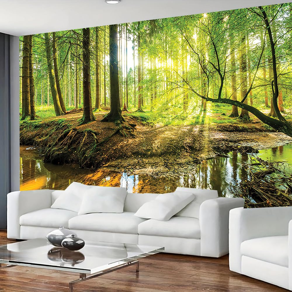 FENDROM Forest Tapestry Wall Hanging Trees Trunk Nature Green Sunlight Wall Tapestry for Livingroom Bedroom Dorm Home Decor - Image 4
