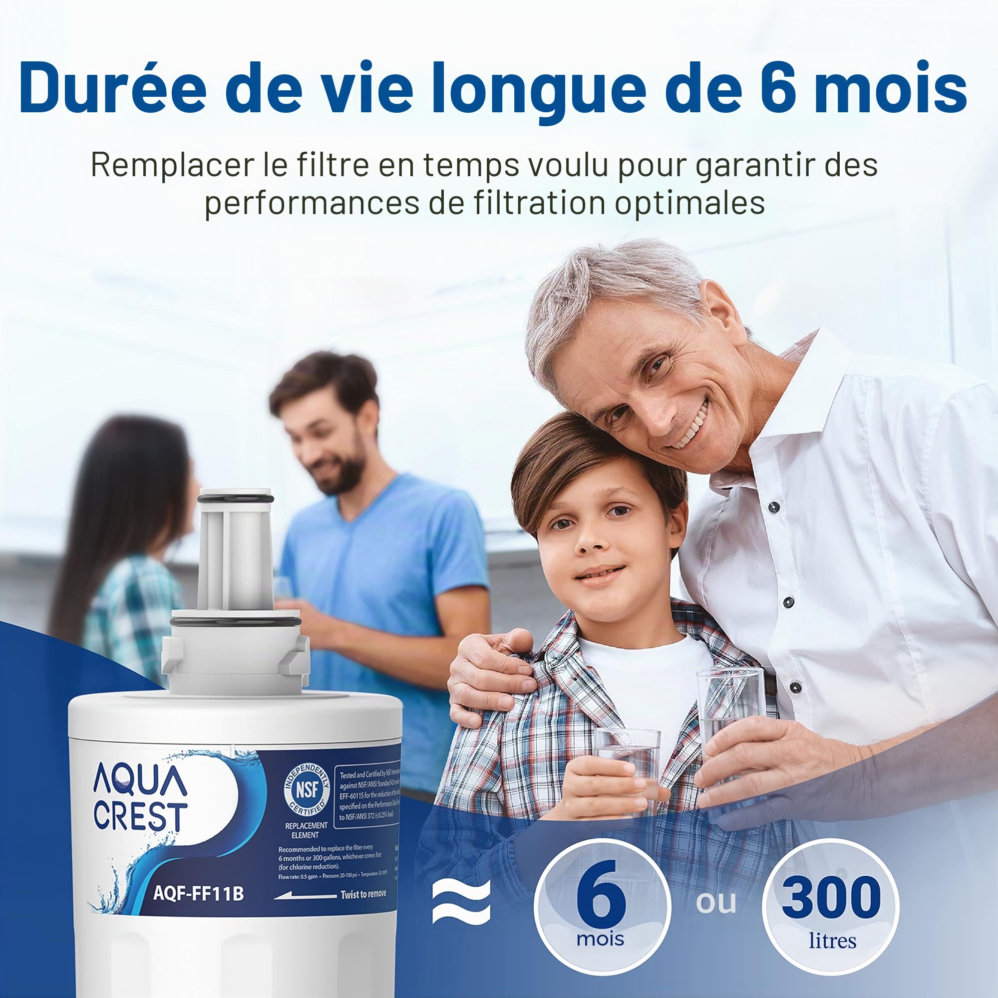 AQUA CREST AQF-FF11B Filtre à Eau,Remplacement pour Samsung® Aqua Pure Plus DA29-00003G, DA29-00003B, DA29-00003A, DA97-06317A, DA61-00159A, HAFCU1/XAA, HAFIN2/EXP, APP100, Forfait Peut Varier (3)