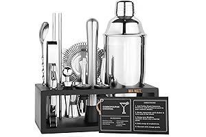 Mixology Bartender Kit: 15-Piece Silver Bar Set for Mixing the Perfect Drinks