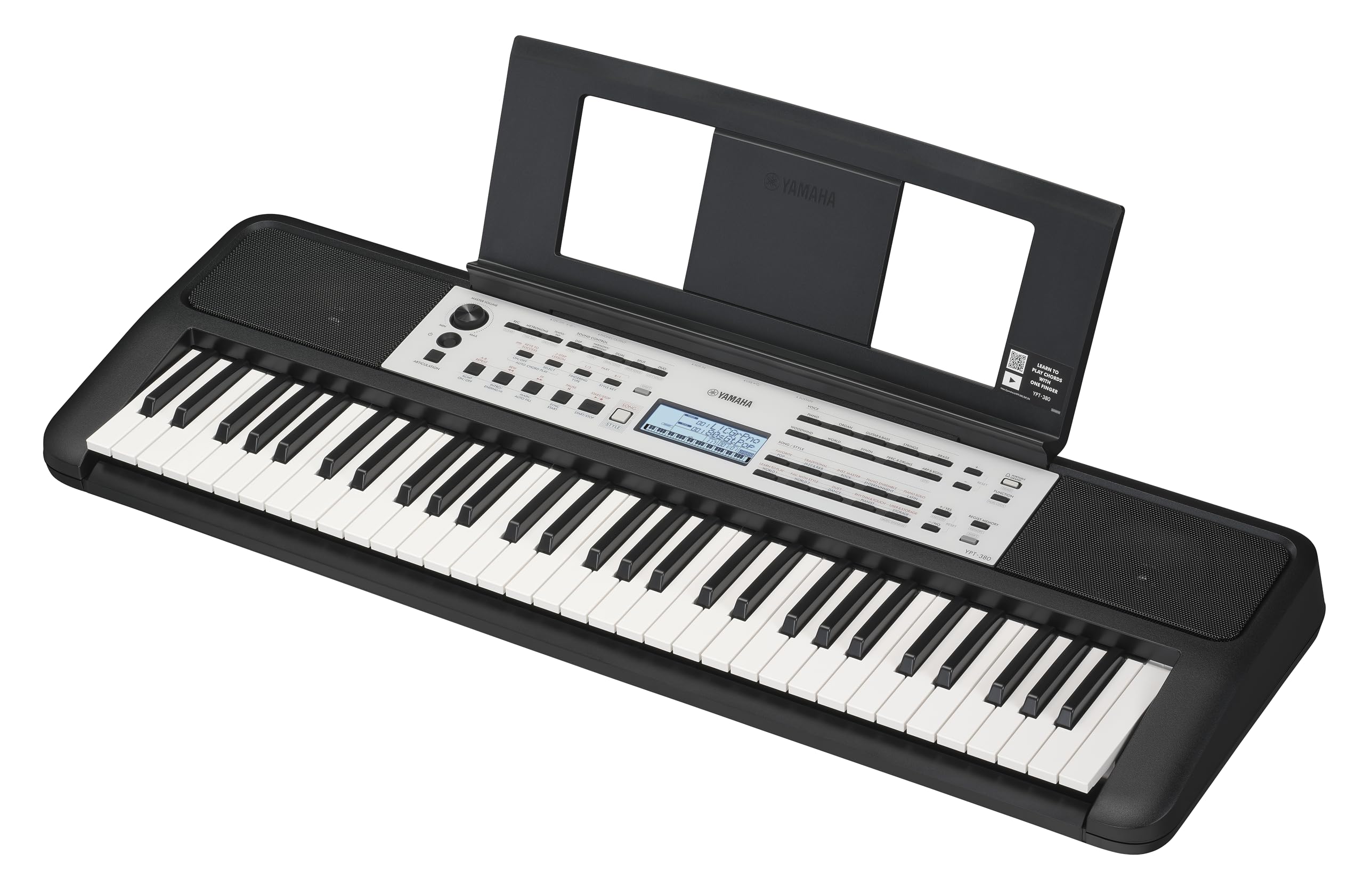 Yamaha Tasti sensibili al tocco YPT-380, tastiera portatile per principianti con musica in standby, alimentatore