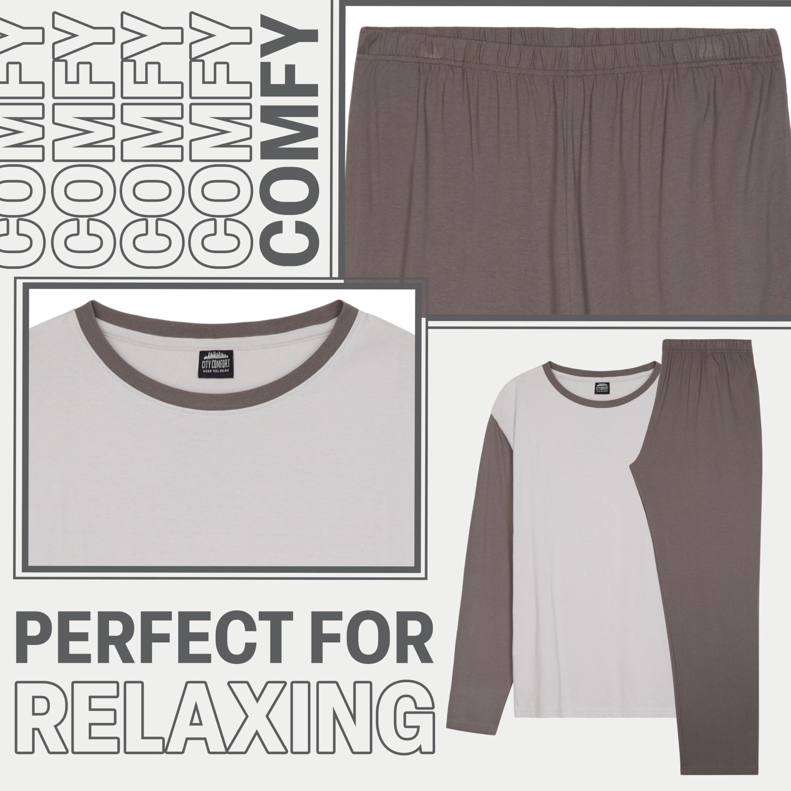 CityComfort Lungo Pigiama Uomo Set, Adulti Adolescenti Morbido 2 Pezzi Pigiama Caldo