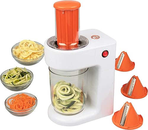Miniatura 5 de MasterChef Espiralizador eléctrico 3 en 1 para hacer pasta de fideos vegetales, hecho en casa, bajo en carbohidratos, keto, vegano, sin gluten,