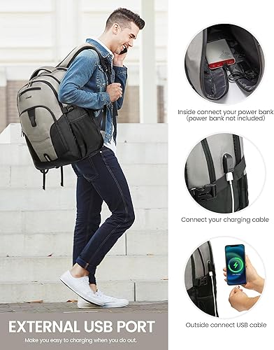 Miniatura 5 de Mochila grande de viaje y para laptop, es impermeable, antirrobo, con cerradura y puerto de carga USB, para negocios, hombres, mujeres, escuela,