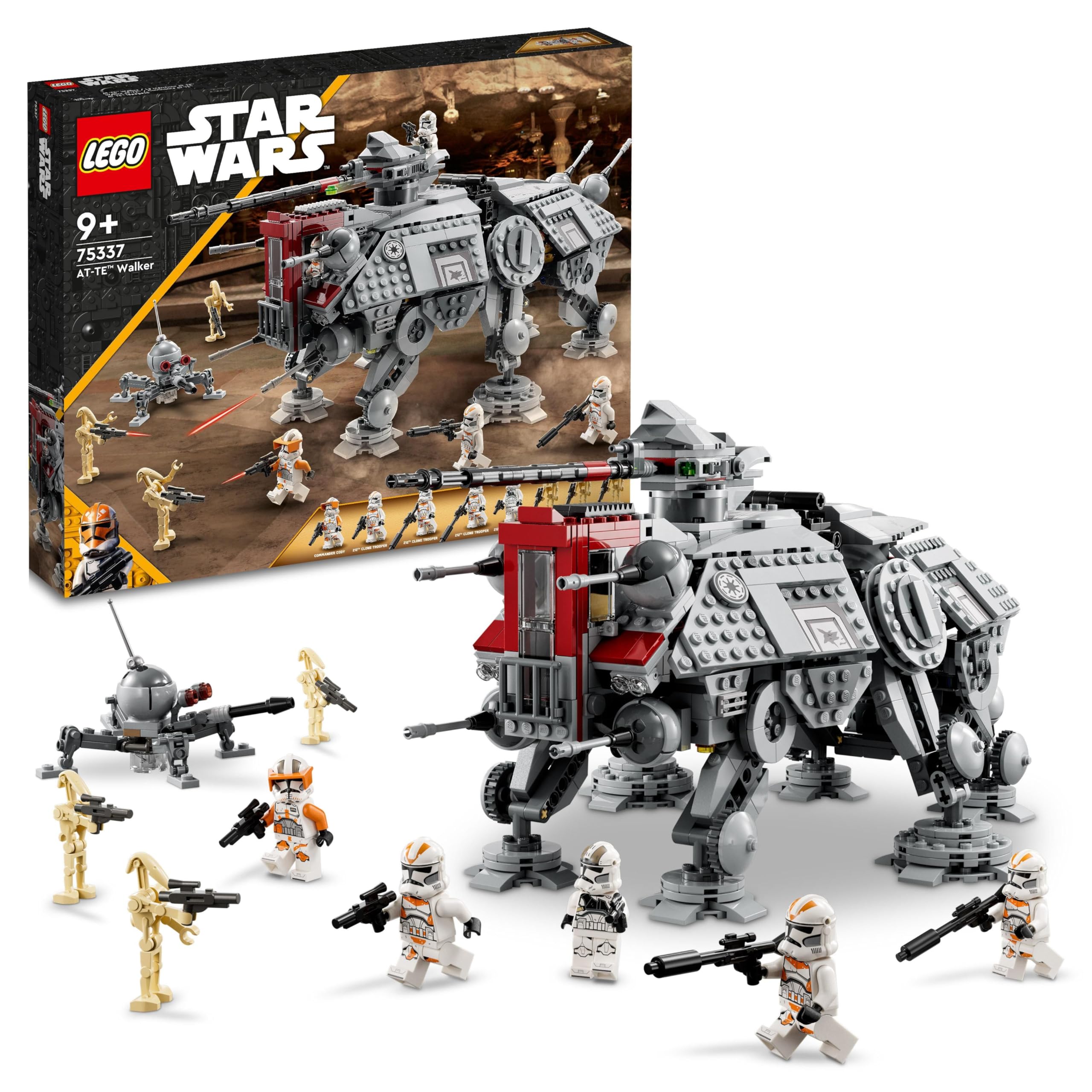 Star Wars 75337 AT-TE Walker Building Toy with 3 212th Clone Trooper Minifigures, plus Dwarf Spider & Battle Droid Figures - Gift for 9+ Year Old Boys & Revenge of the Sith Fans