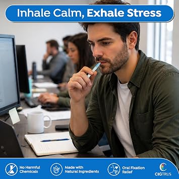 Cigtrus Quit Smoking Aid Natural Smokeless Inhaler Non-Electric, Nicotine-Free & Travel-Safe 20-Piece ICY Peppermint
