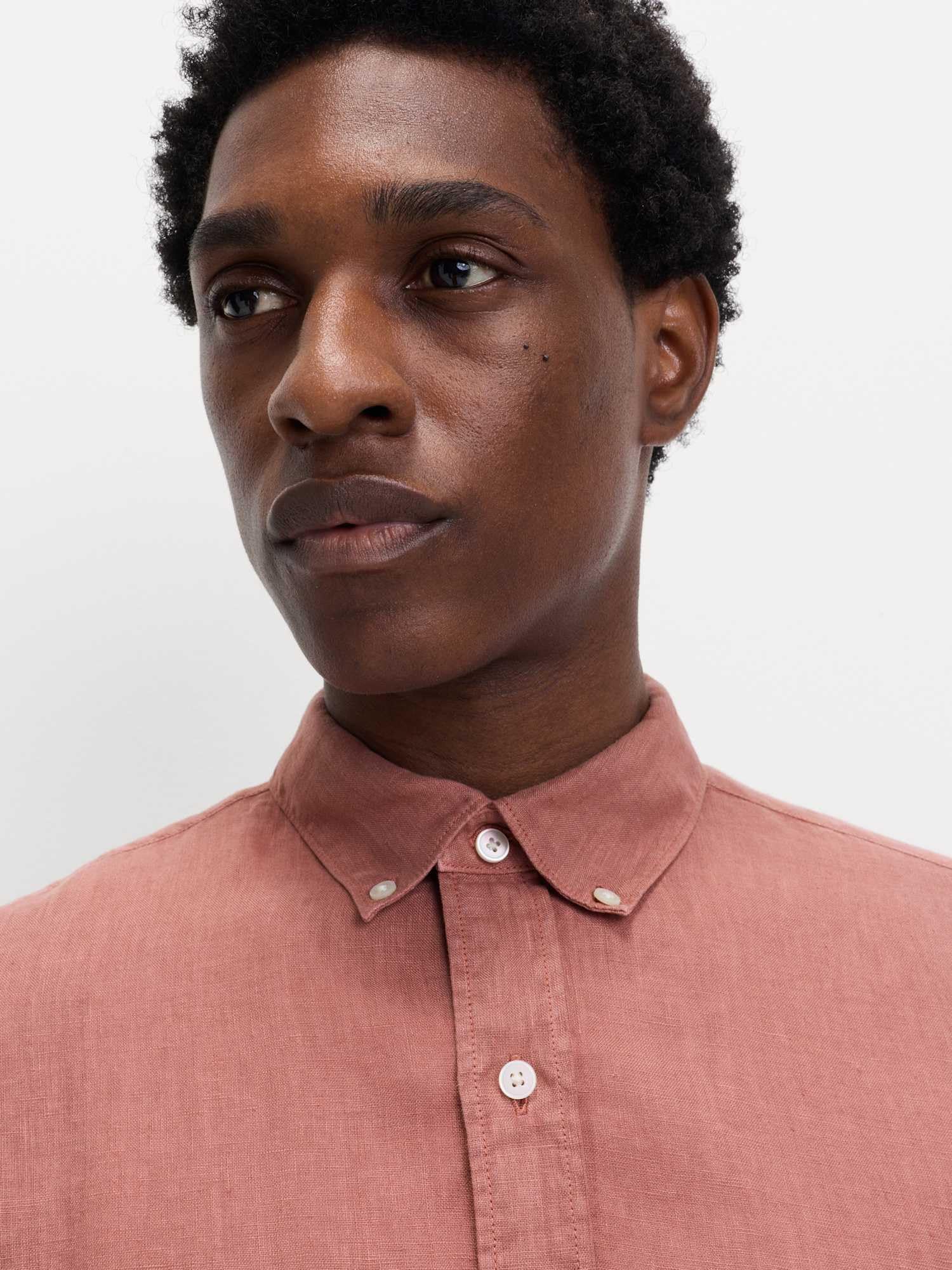 Marks & Spencer Camisa de Lino Puro Teñida en Prenda para Hombre, Ajuste Normal