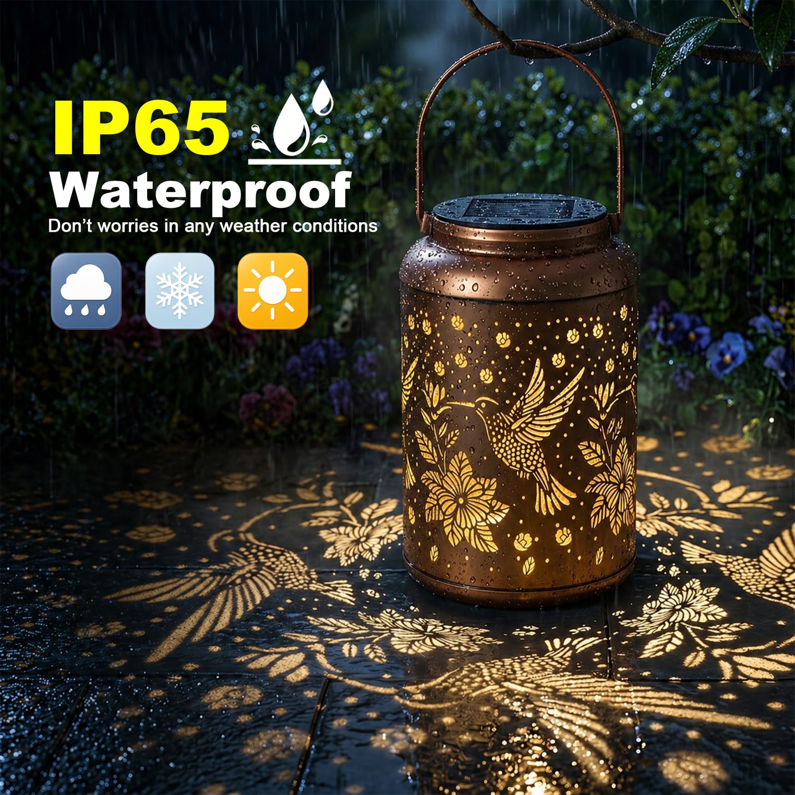 Birthday Day Gifts for Women, Garden Decor Hummingbird Solar Lanterns Outdoor Waterproof, Mothers Day Gifts for Mom Grandma, Hanging Solar Lights Outside Gardening Gifts