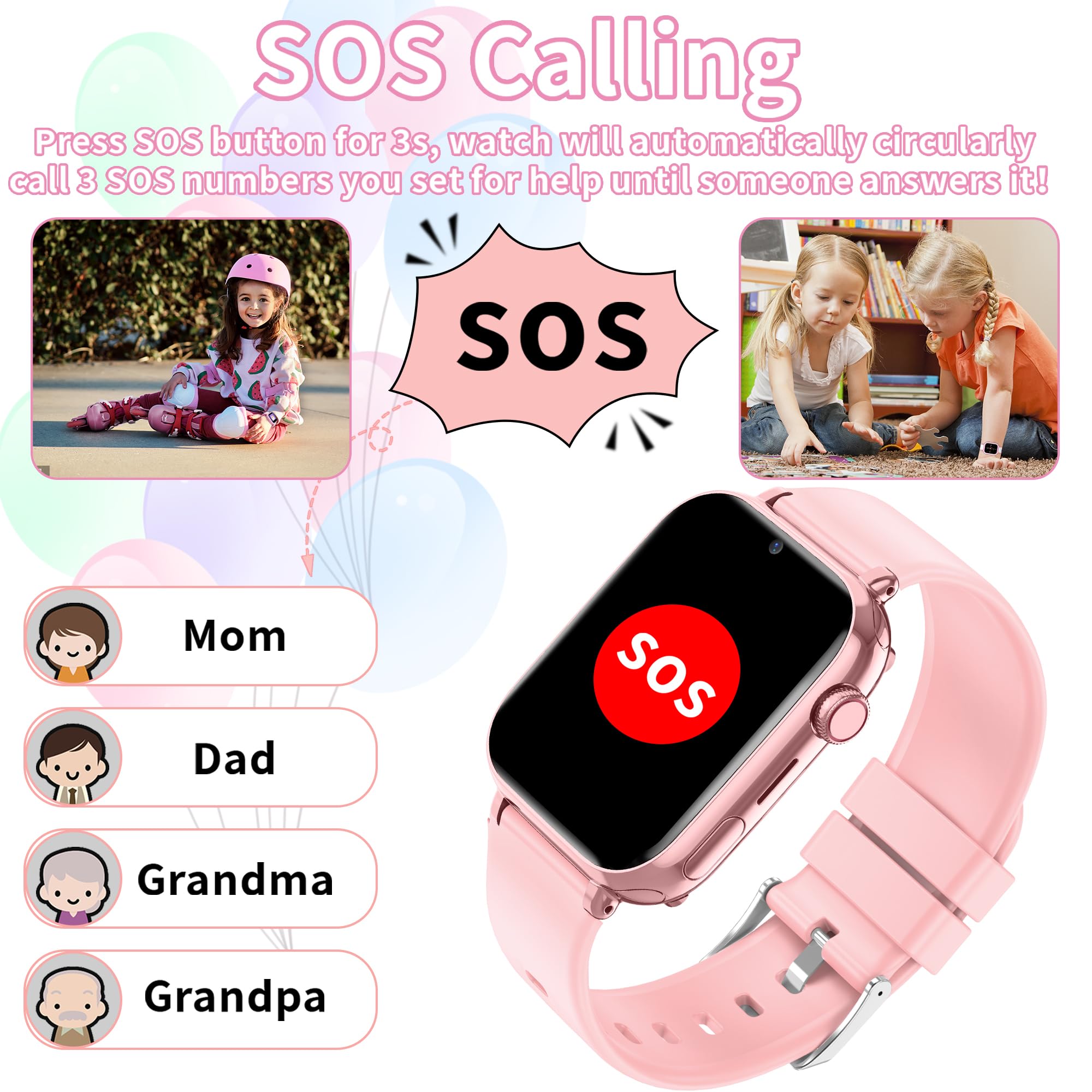 Smartwatch Bambini 4G GPS, Videochiamate, SOS, Voce Chat, Fotocamera Regali