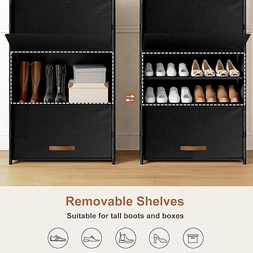 Miniatura 7 de Zapatero, Gabinete de Almacenamiento de Zapatos de 7 Niveles con Puerta, Estantes de Plástico para Zapatos para 28 Pares, Organizador para Armario,