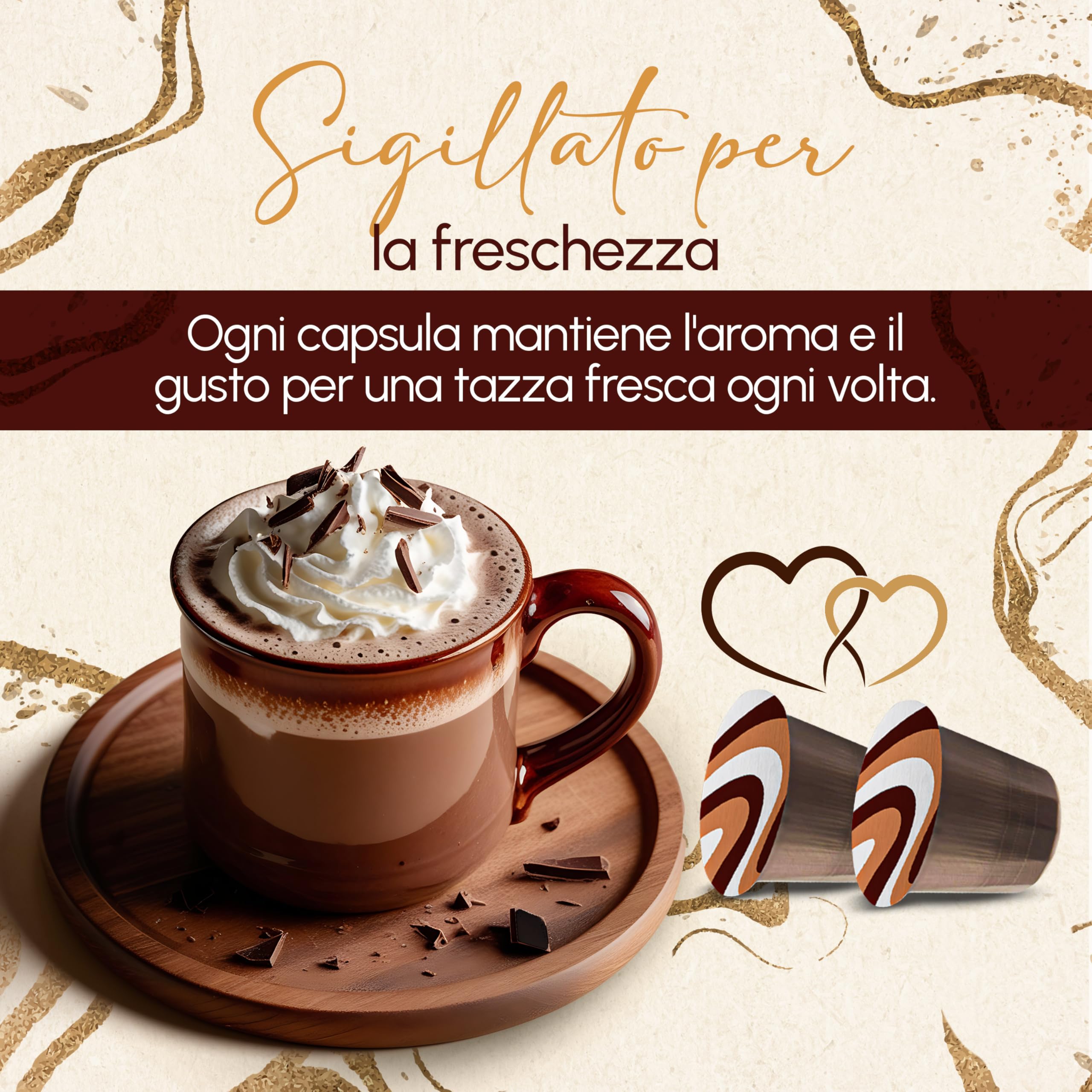 Cafféluxe A Taste of Decadence Capsule di Cioccolata Calda – Un Perfetto Mix di Cioccolato Morbido e Cremoso in 40 Capsule Compatibili con Macchine Nespresso – Capsule Ispirate al Cioccolato Belga