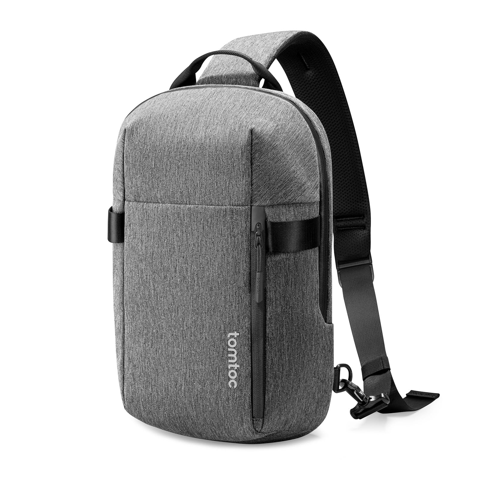 tomtoc Compact EDC Sling Bag, Sac à Bandoulière Minimaliste Crossbody pour 13" MacBook Air/Pro, 2024 13" iPad Pro M4, 13" iPad Air M2, Sac à Dos Résistant à L'eau, Usage Quotidien, Travail, Gris