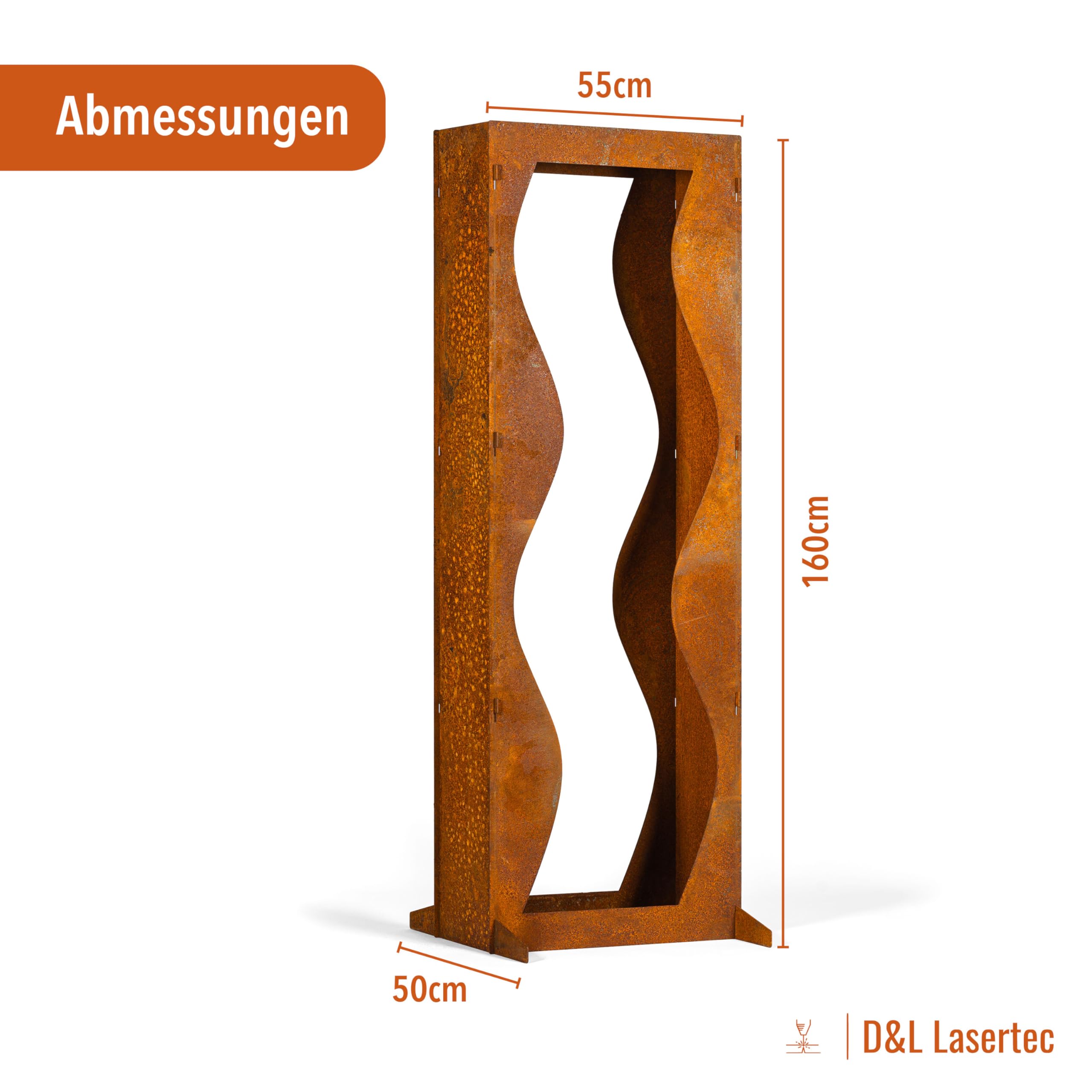 D&L Lasertec Modernes Brennholzlager aus Edelrost, 3 mm Stahl, stabil, leicht zusammenzustecken