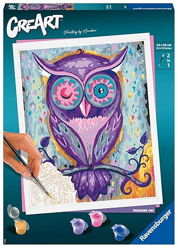 Miniatura 2 de Ravensburger CreArt Dreaming Owl - Kit de pintura por números para adultos, pintura de artes y manualidades para edades de 12 años en adelante