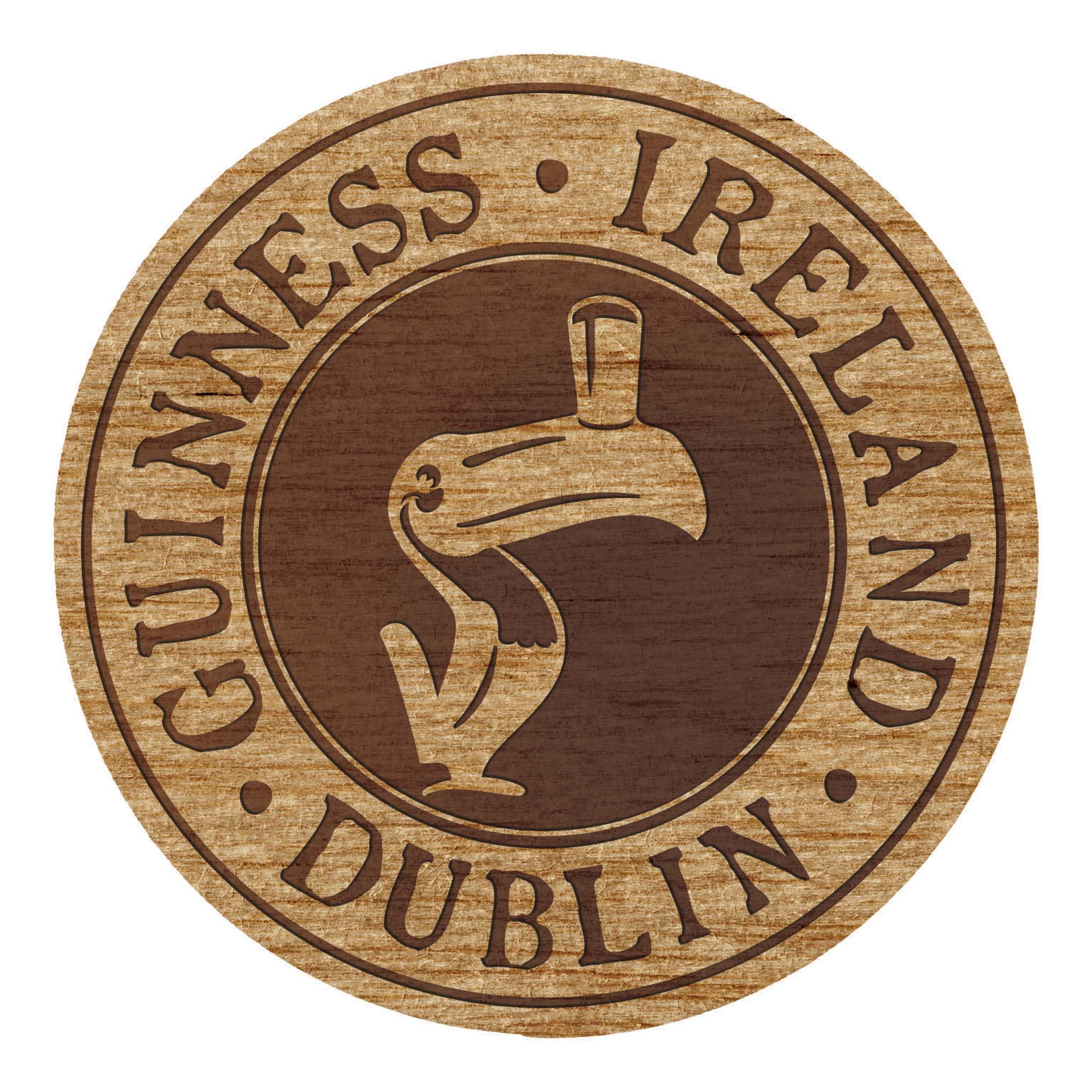Guinness Black Wooden Coaster - Toucan Design (9X9cm)
