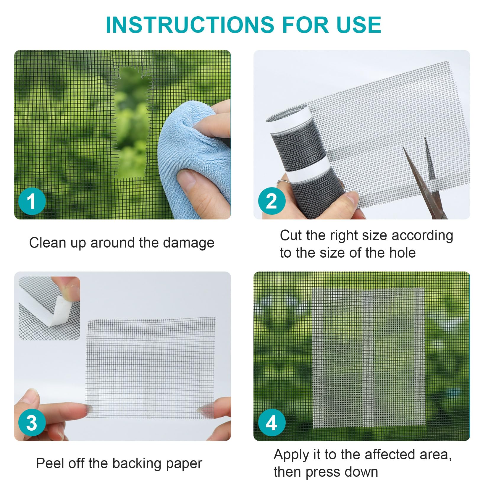 Nastro riparazione zanzariere 10cmx2m nero impermeabile | Nero autoadesivo impermeabile anti-UV per zanzariere finestre porte tende.
