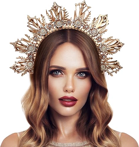 Miniatura 1 de Gold Halo Crown Headpiece Mermaid Headband Ocean Wedding Shell Tiara Princess Hair Accessory Photo Props