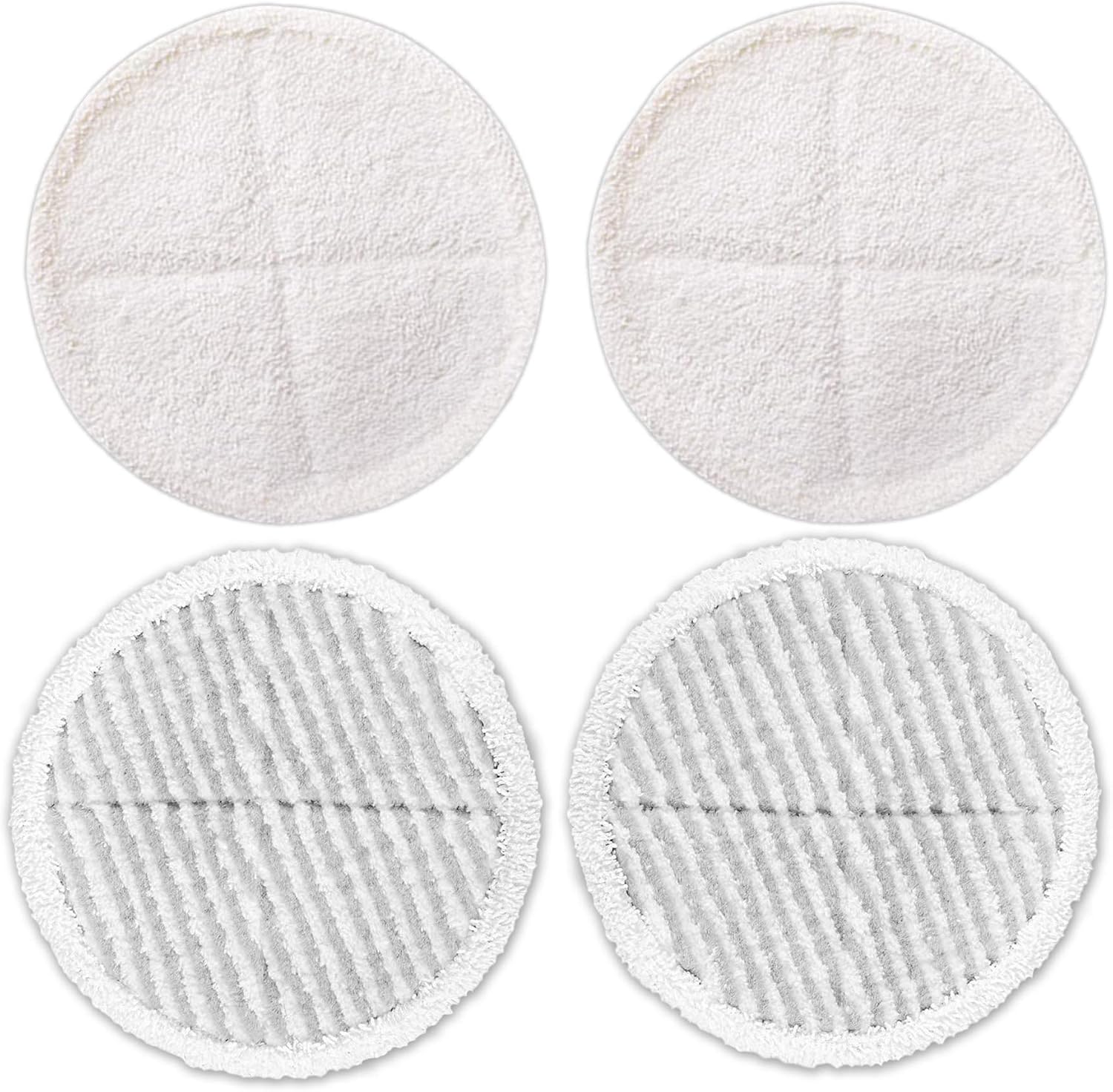 MYSA 4-Pack Replacement Pads Compatible with Bissell Spinwave Crosswave 8.25in 20.5cm | Microfiber Washable & Reusable | Compatible 2124 2039A 2307 2315 | 2 Soft Pads + 2 Scrubby Pads
