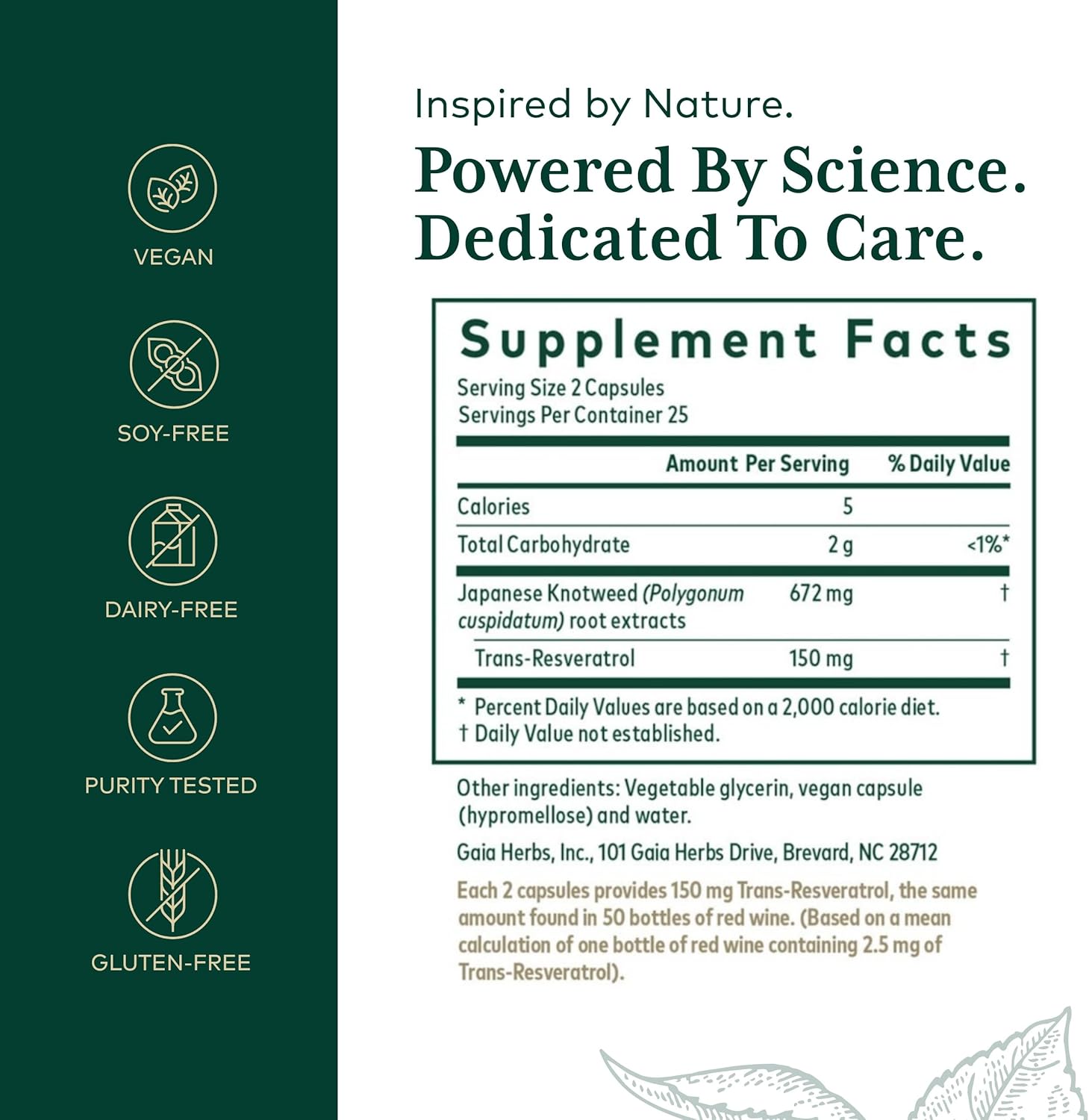 GAIA HERBS PRO Resveratrol 150 - Offers Heart Health & Immune Support - Contains Japanese Knotweed - Vegan, Soy-Free & Gluten-Free - 50 Liquid Phyto-Caps (25 Servings) - Image 2