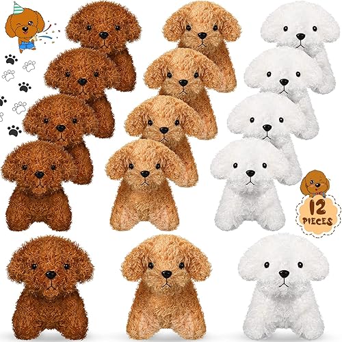 Skylety 12 piezas de peluche de cachorro de peluche para perro, regalo de fiesta de 5 pulgadas, juguete esponjoso a granel, lindo y suave animal