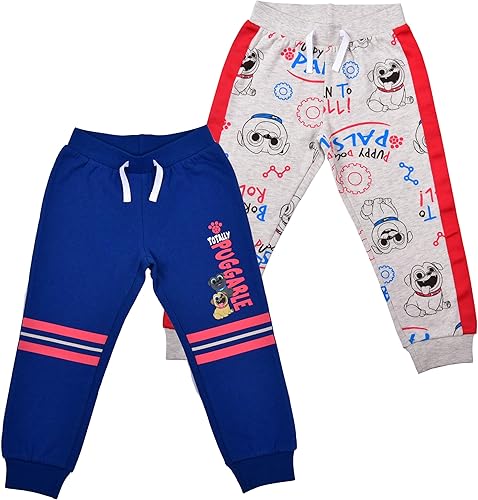 Disney Puppy Dog Pals - Paquete de 2 pantalones deportivos para niños pequeños, color azulgris